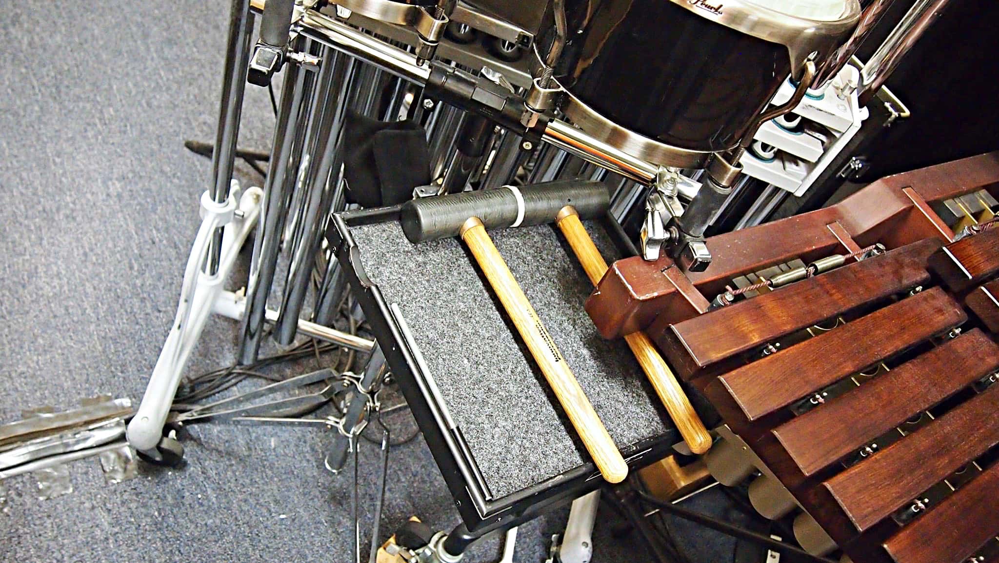 Andy Blanco’s percussion setup for the Broadway production of An American in Paris at The Palace Theatre in New York City.