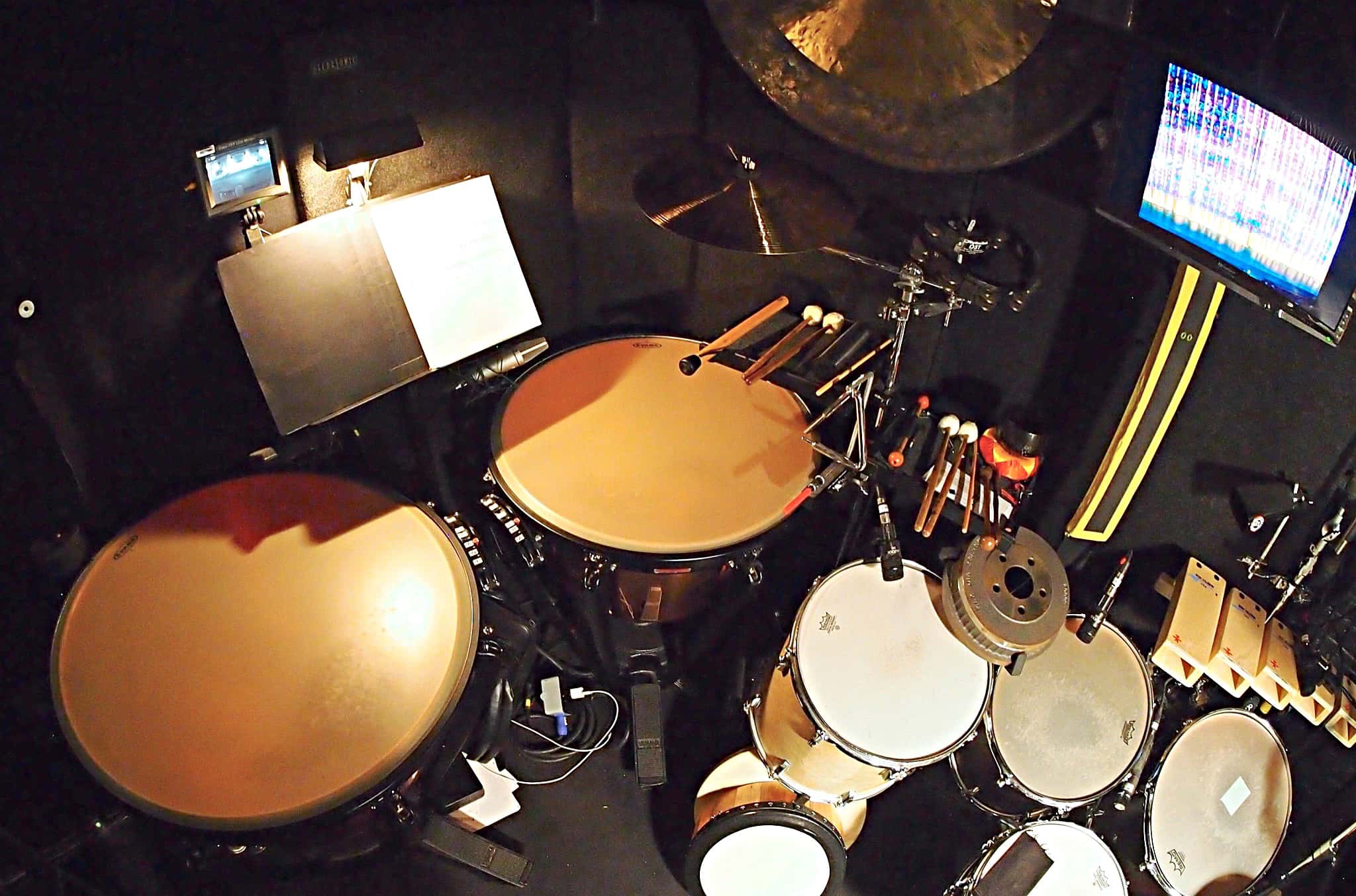 Dave Roth’s percussion setup for the Broadway production of Finding Neverland at the Lunt-Fontanne Theatre.