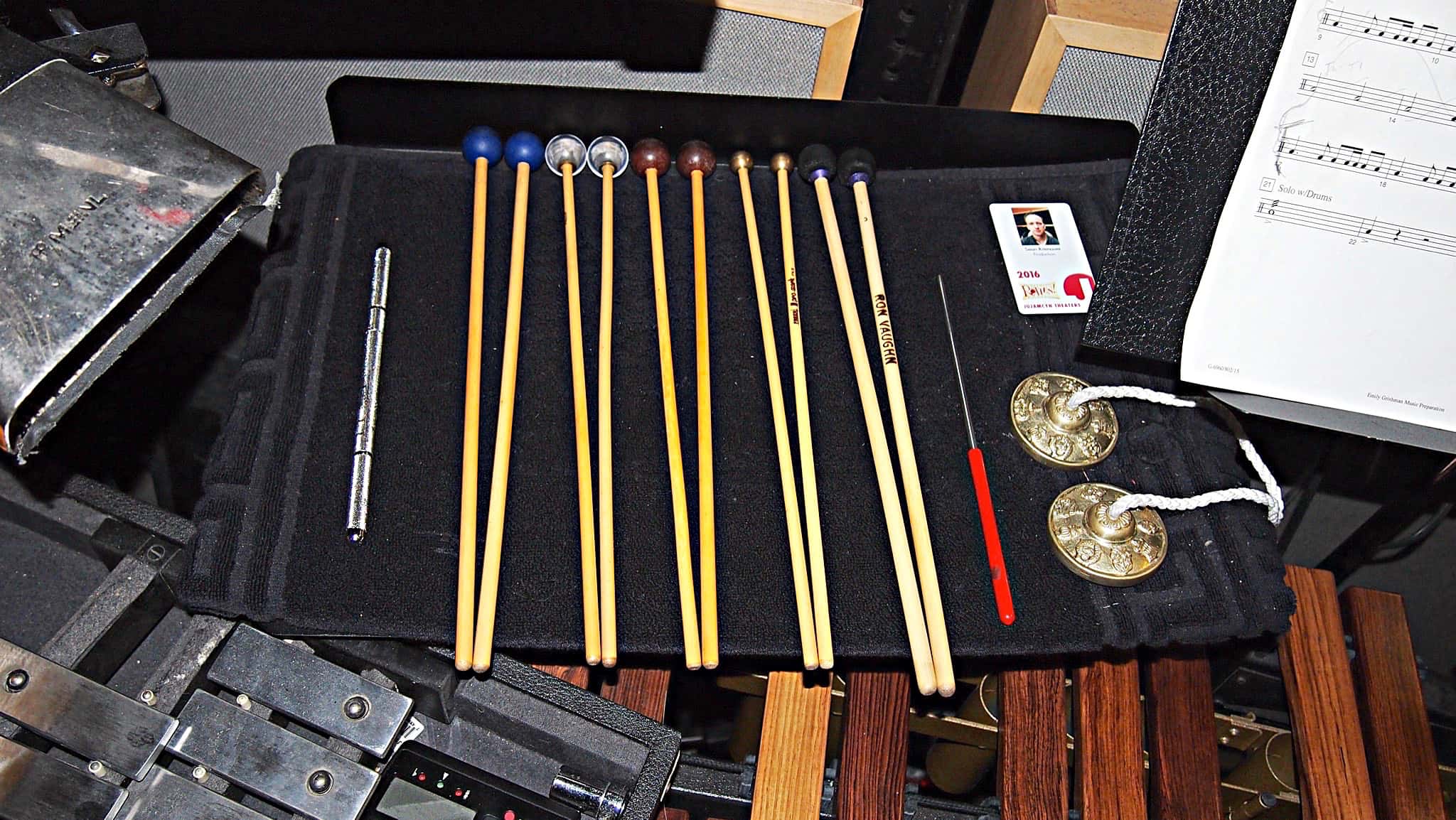 Sean Ritenauer's percussion setup for the Broadway production of Something Rotten at the St James Theatre.