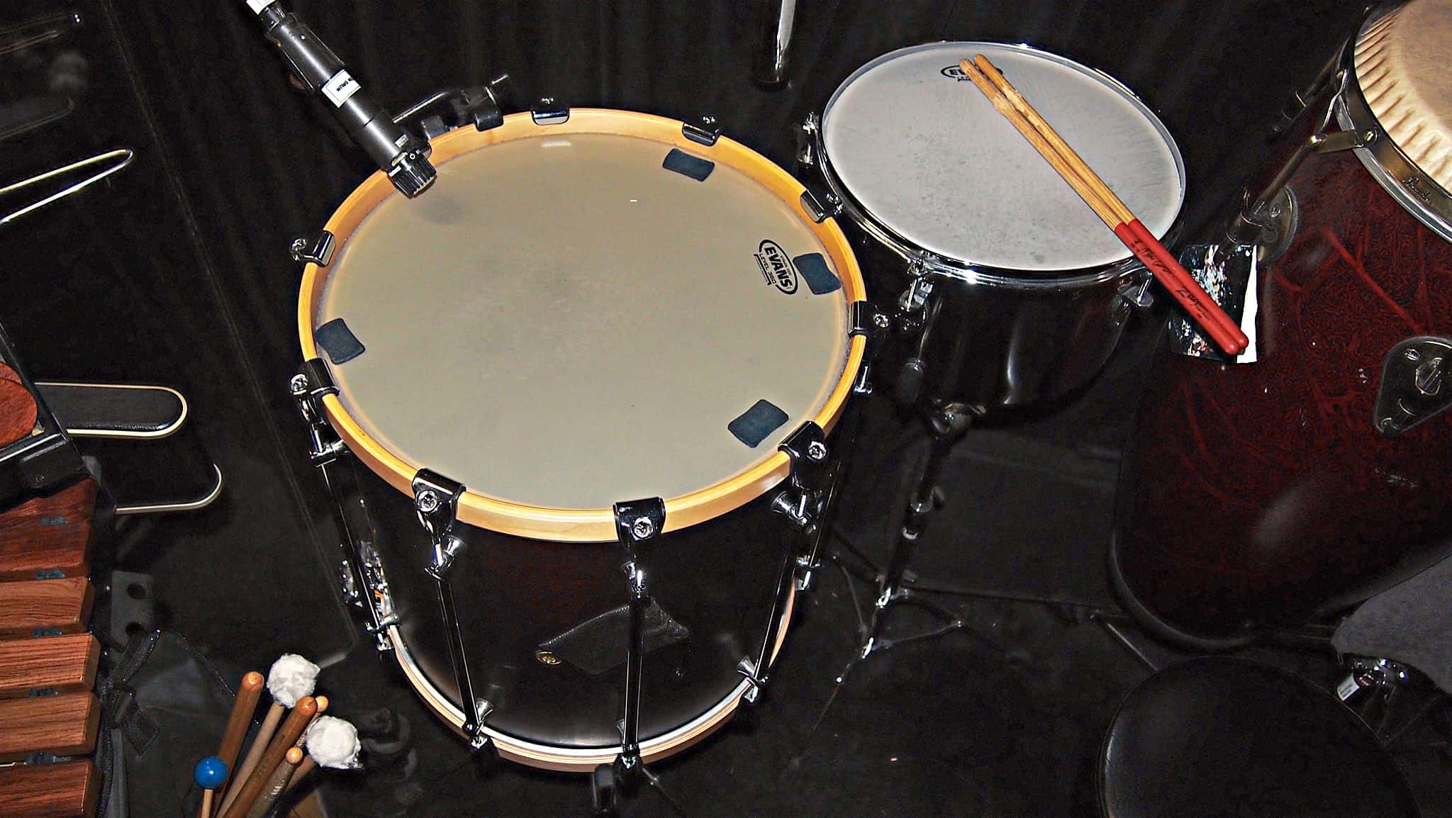 Sean Ritenauer's percussion setup for the Broadway production of Something Rotten at the St James Theatre.