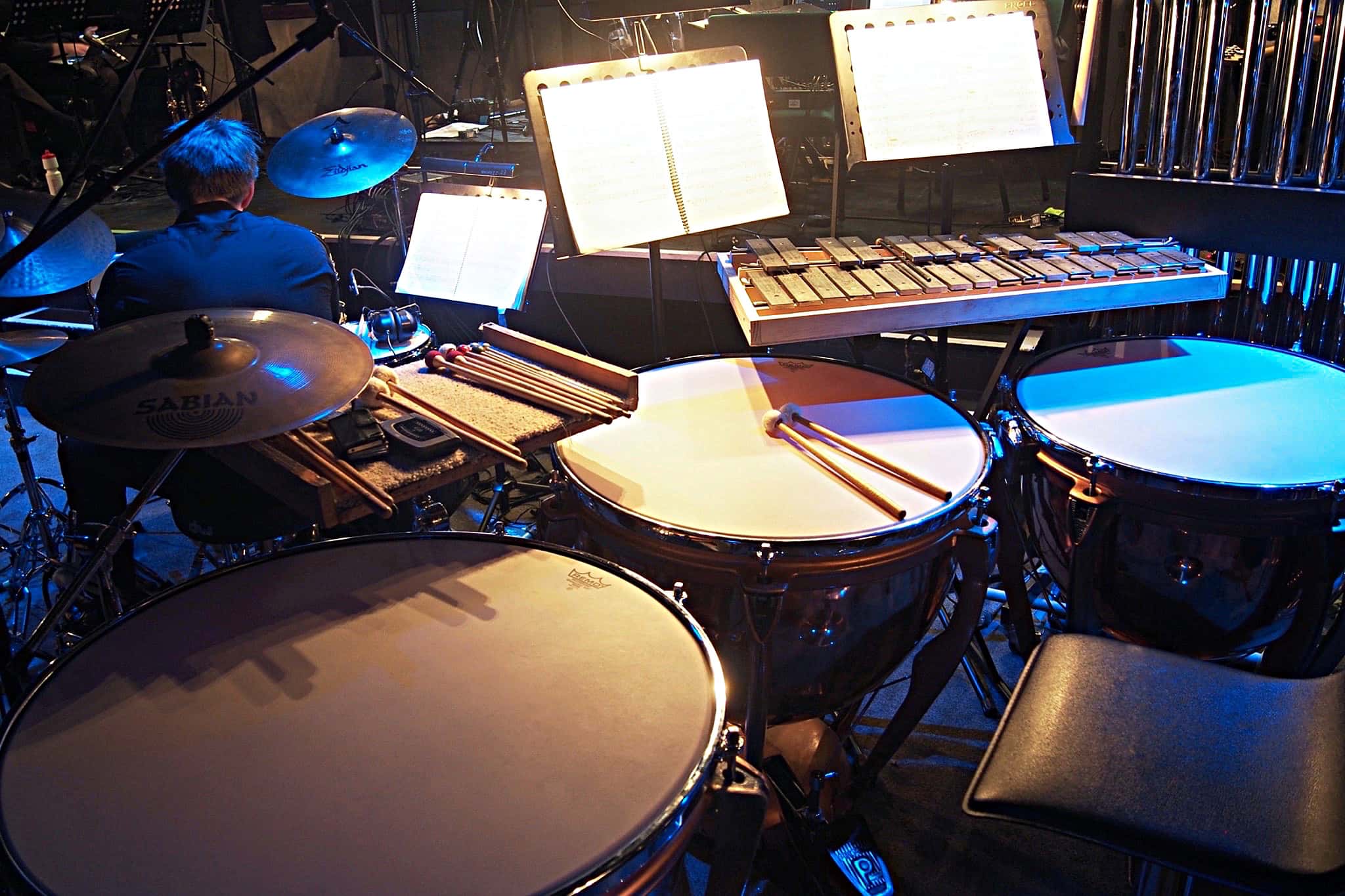 Craig Given's percussion setup for Hairspray at the Isaac Theatre Royal in Christchurch, New Zealand, for Showbiz Christchurch.