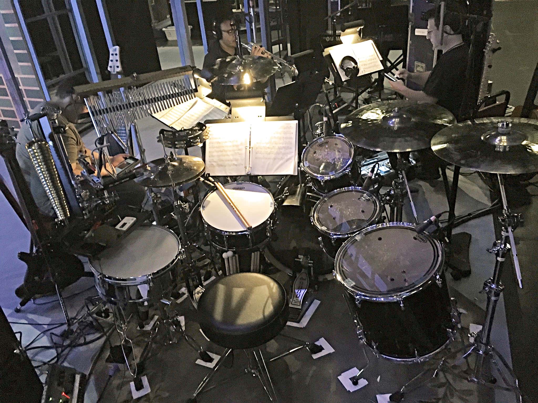 Brett Beirsdorfer's drum set setup for the National Tour of Fame at the Eisenhower Hall Theatre in West Point, New York.