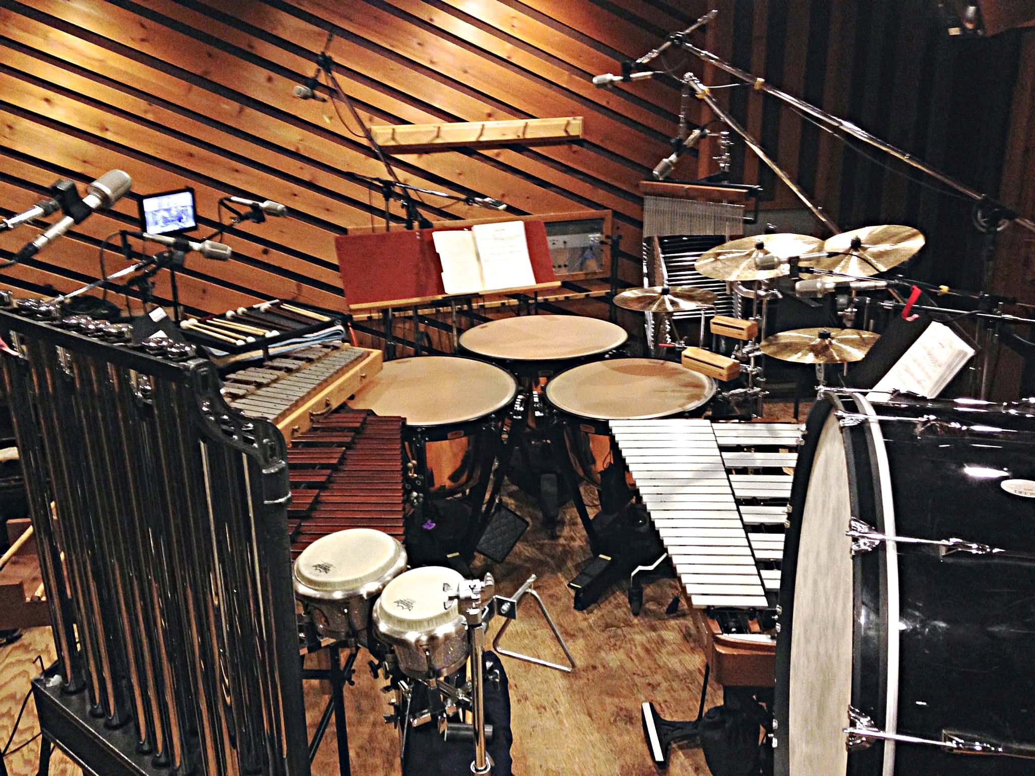 Andy Blanco’s percussion setup for the Broadway production of An American in Paris at The Palace Theatre in New York City.