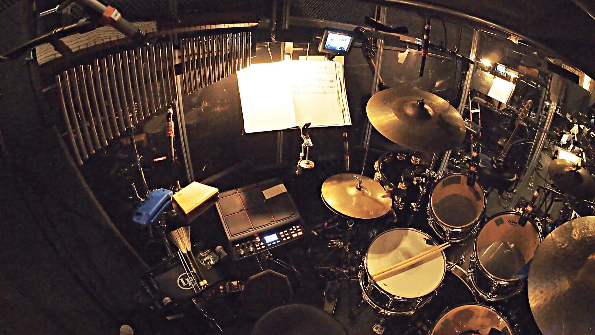 Greg Germann’s combined book setup for the National tour of the Broadway show Finding Neverland at the Paramount Theatre in Seattle, Washington.
