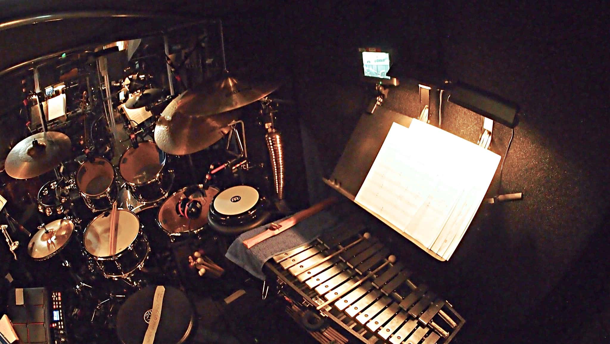 Greg Germann’s combined book setup for the National tour of the Broadway show Finding Neverland at the Paramount Theatre in Seattle, Washington.