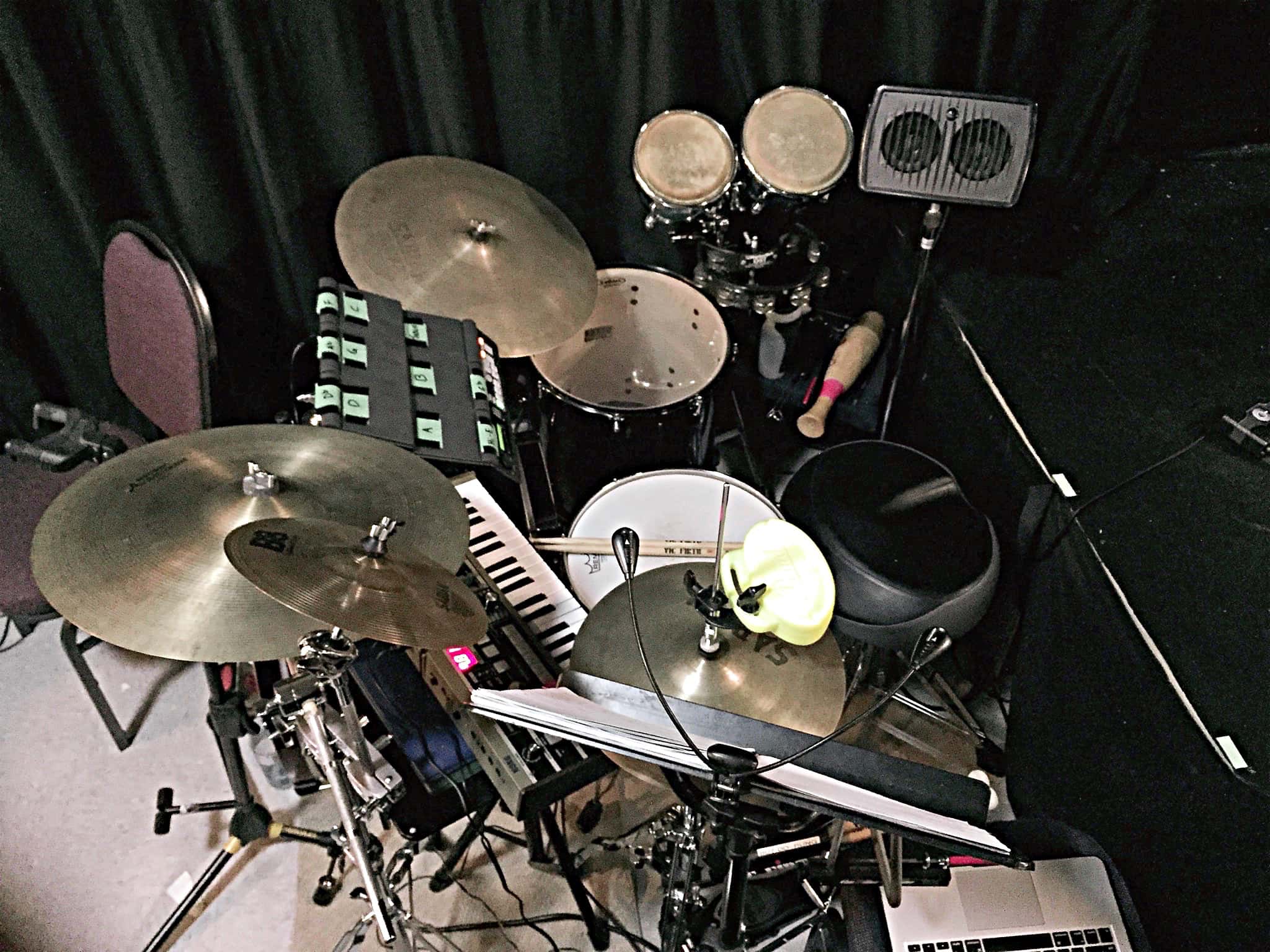 Rob Holinaty’s setup for The 25th Annual Putnam County Spelling Bee at the Drury Lane Theatre in Burlington, Ontario, Canada.