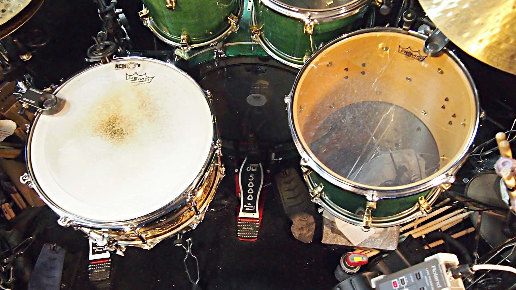Bill Lanham’s drum set setup for the Broadway revival of Cats at the Neil Simon Theatre.