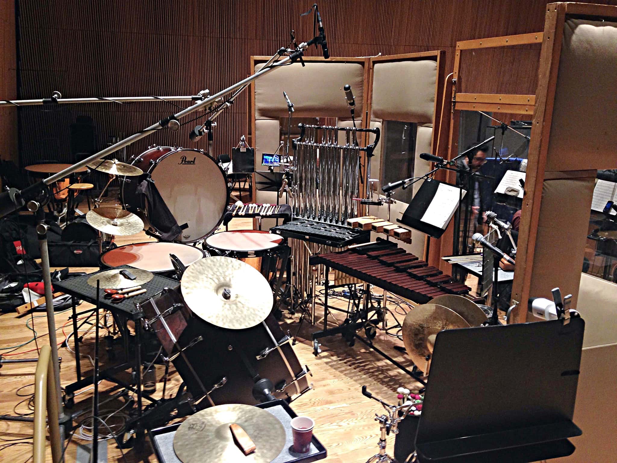 Andy Blanco’s percussion setup for the 2017-2018 Broadway production of Hello, Dolly! at the Shubert Theater.