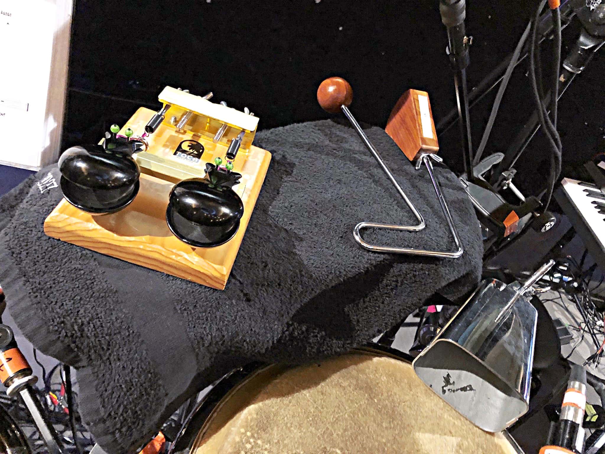 Ryan McCausland's percussion setup for the National Tour of Dirty Dancing at the Eisenhower Auditorium at Penn State in University Park, Pennsylvania.