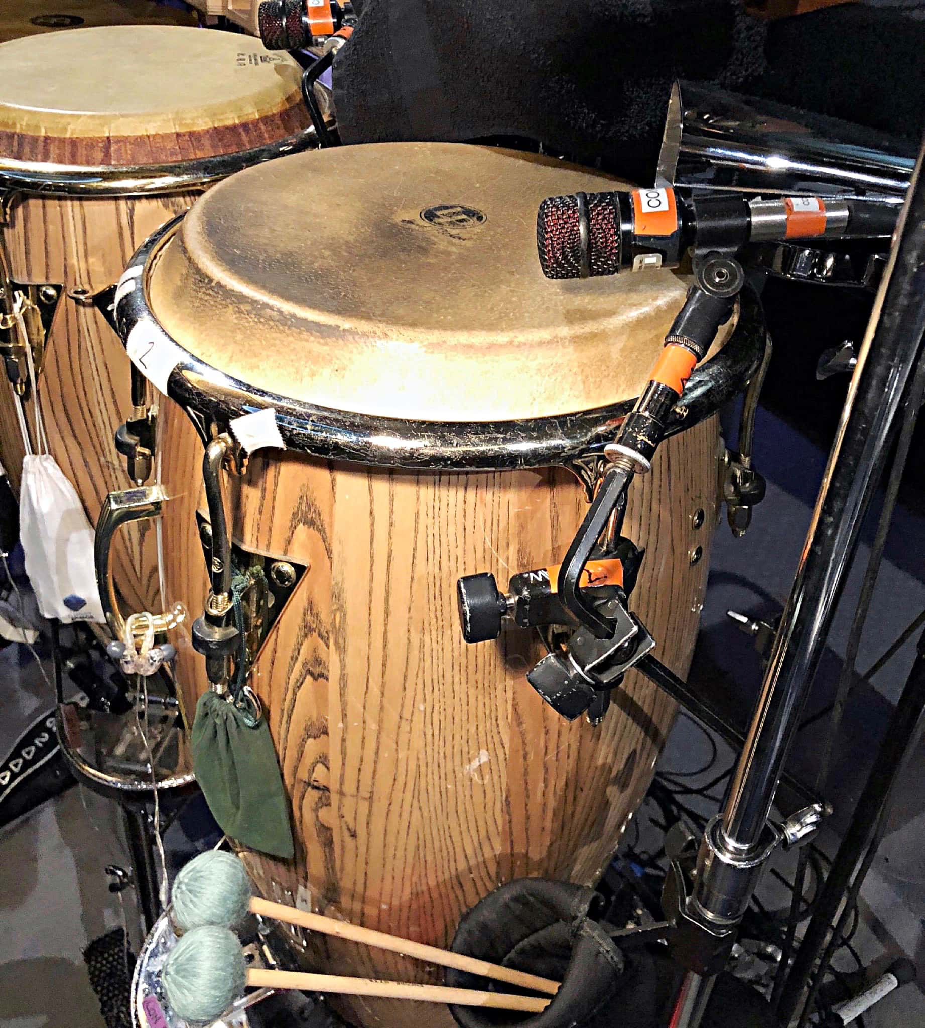 Ryan McCausland's percussion setup for the National Tour of Dirty Dancing at the Eisenhower Auditorium at Penn State in University Park, Pennsylvania.