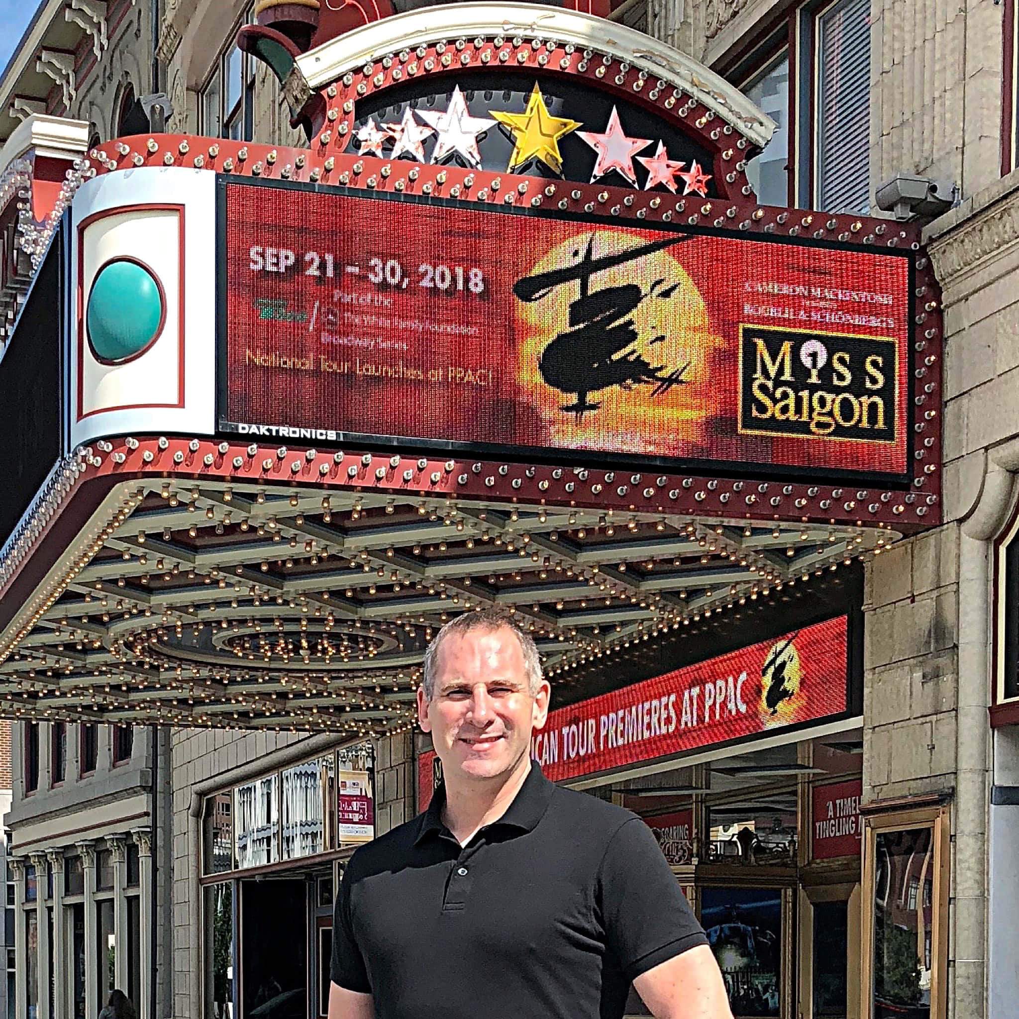 Russ Nyberg's combined book setup for the 2018-2019 National Tour of Miss Saigon at the Providence Performing Arts Center in Providence, Rhode Island.