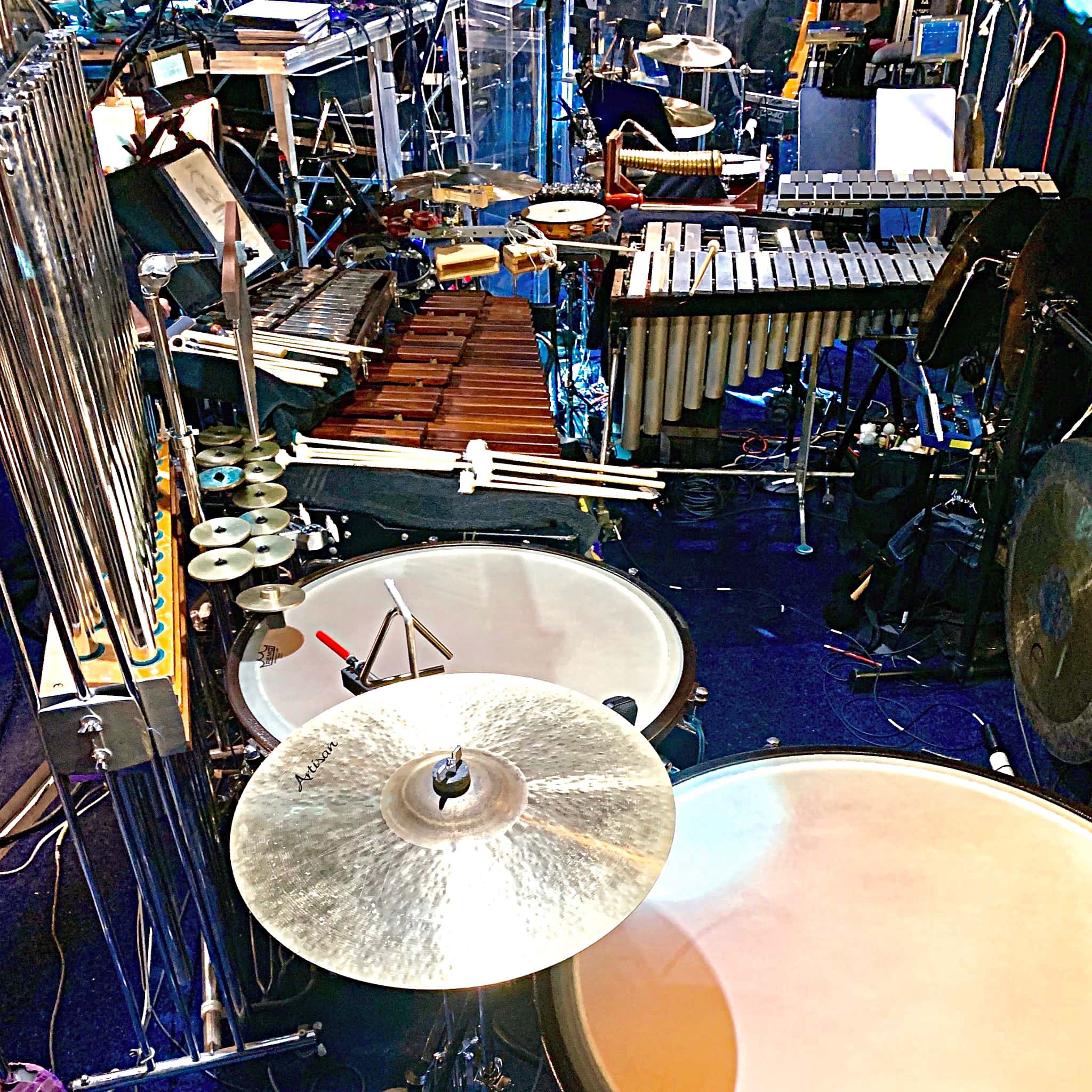 Luke Hubley’s percussion setup for Beauty and the Beast at Theater Under The Stars in Houston Texas.