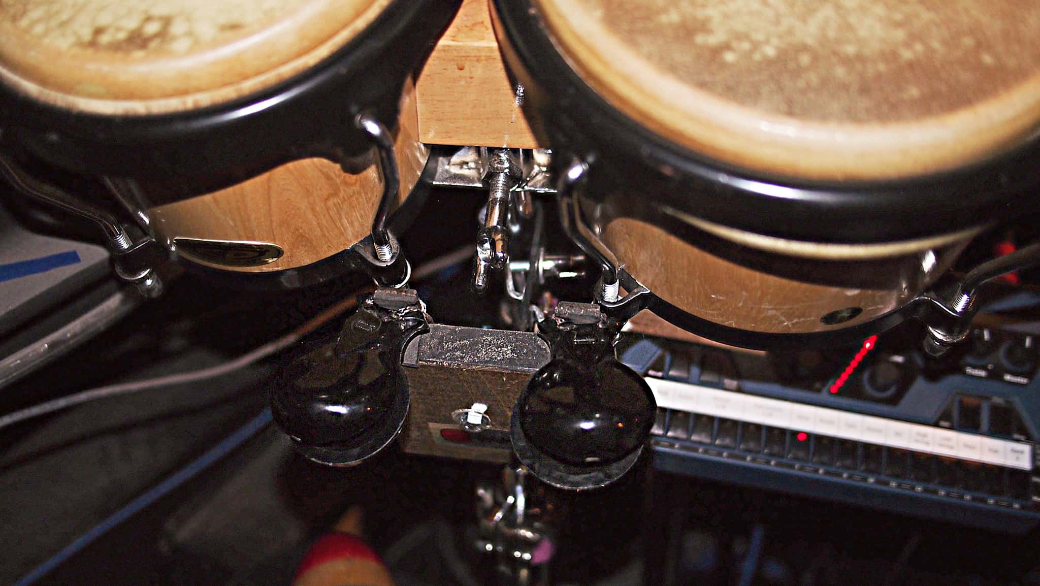 Alec Wilmart's drum set setup for West Side Story at the 5th Avenue Theatre in Seattle, Washington.