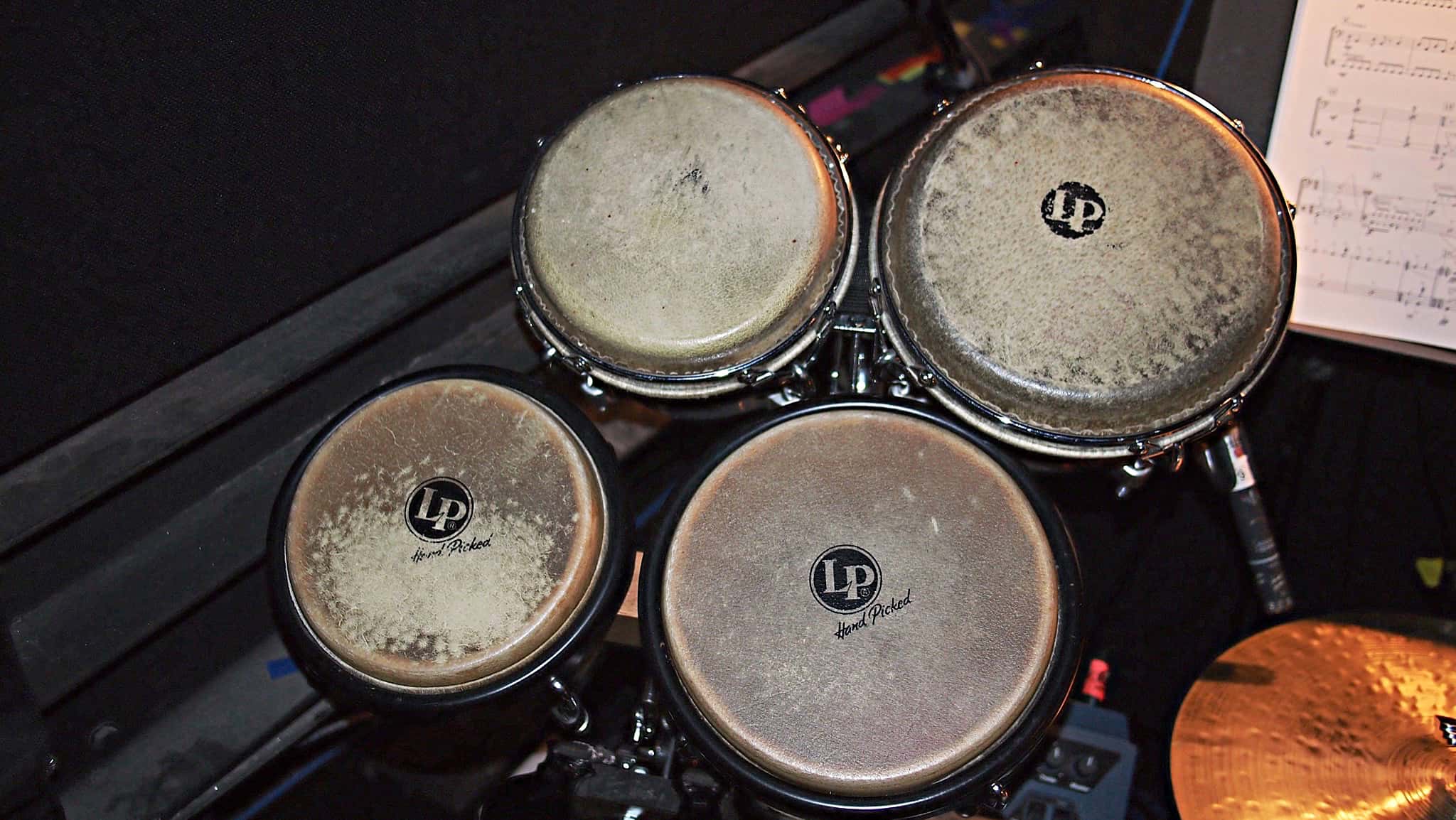 Alec Wilmart's drum set setup for West Side Story at the 5th Avenue Theatre in Seattle, Washington.