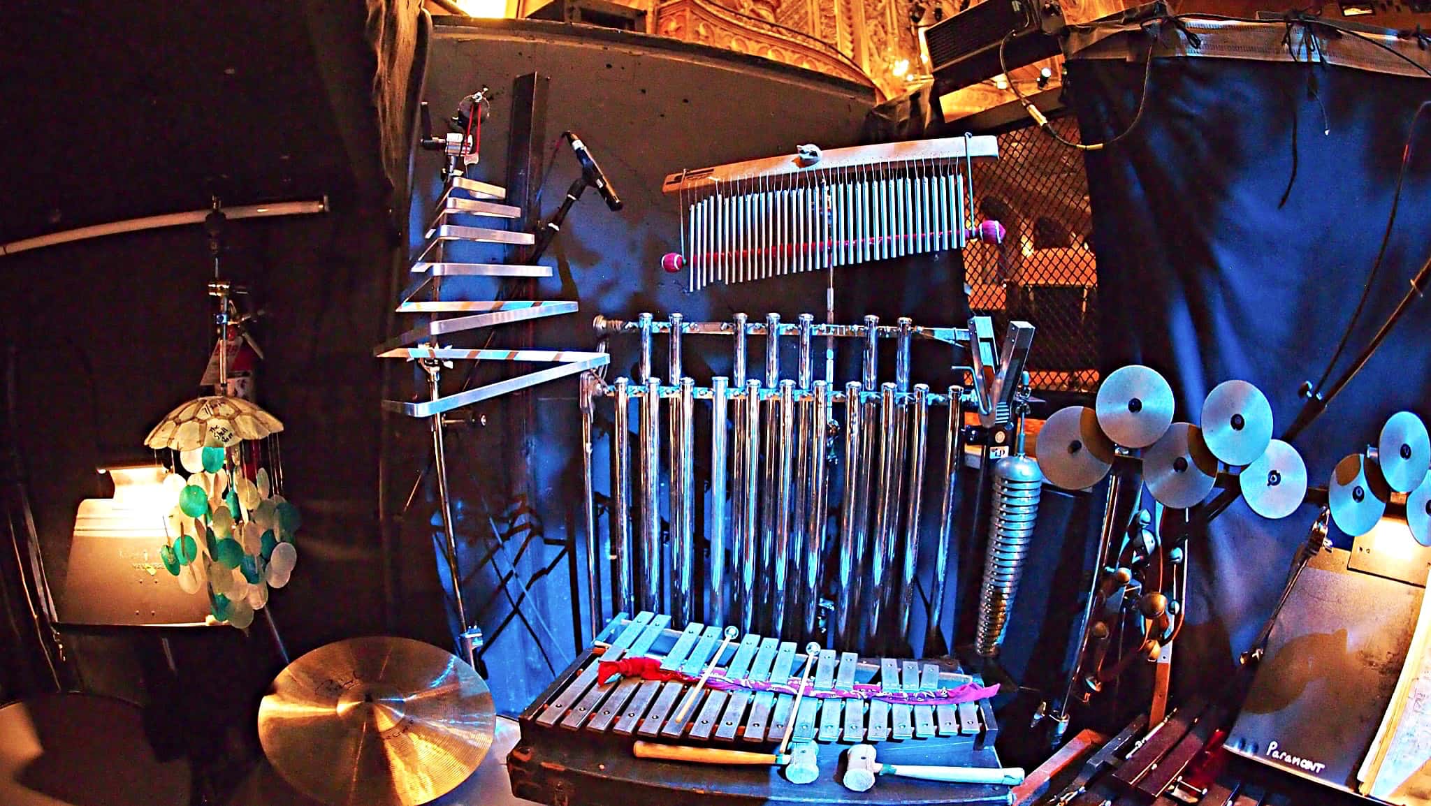 Paul Hansen’s percussion setup for the National Tour of Wicked at the Paramount Theater in Seattle, Washington.