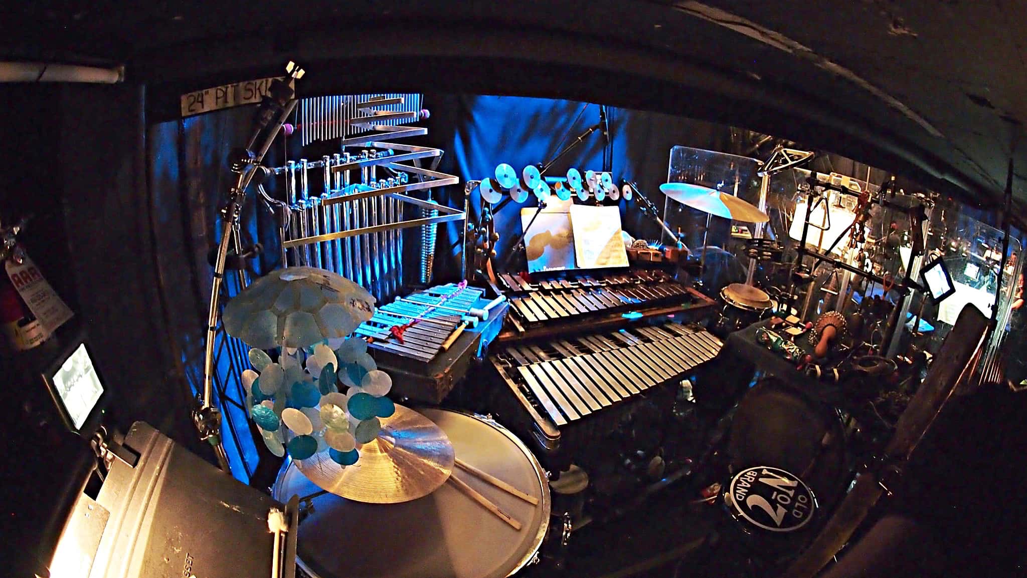 Paul Hansen’s percussion setup for the National Tour of Wicked at the Paramount Theater in Seattle, Washington.