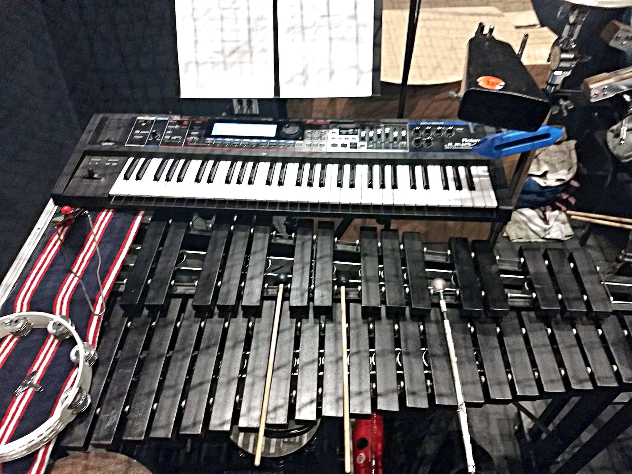 Rex Lycan’s percussion setup for The Little Mermaid at the Howard Brubeck Theatre in San Marcos, California.