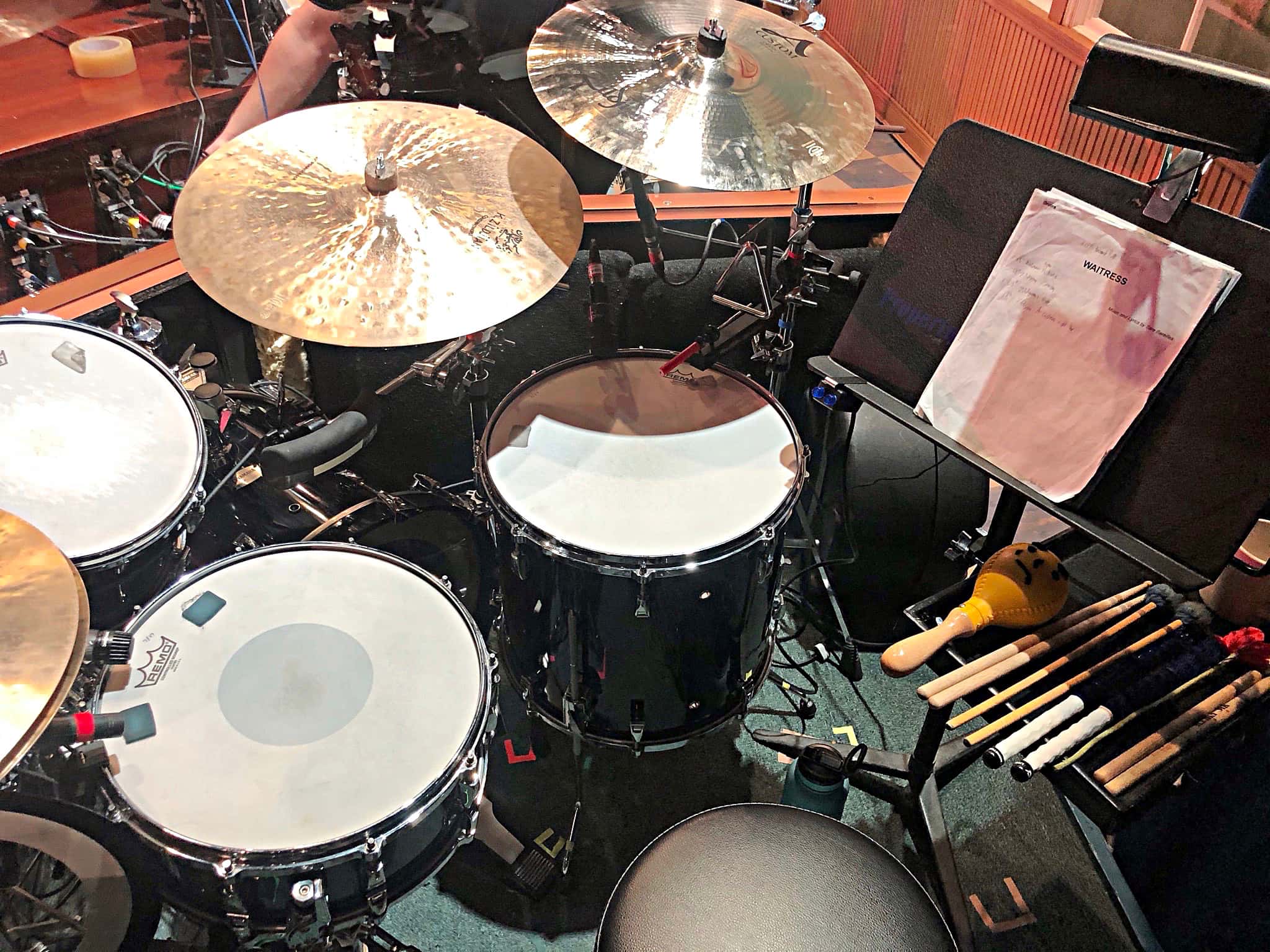 Noah Hadland's setup for the 2nd National Tour of Waitress at the Southern Alberta Jubilee Auditorium in Calgary, Alberta, Canada.