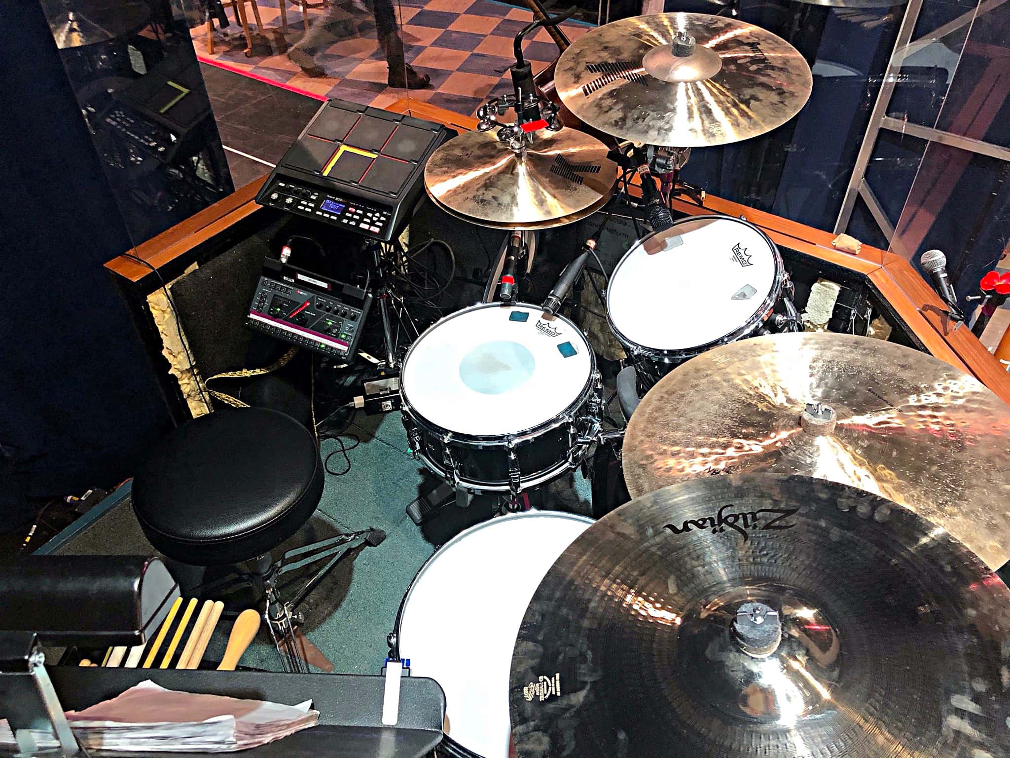 Noah Hadland's setup for the 2nd National Tour of Waitress at the Southern Alberta Jubilee Auditorium in Calgary, Alberta, Canada.