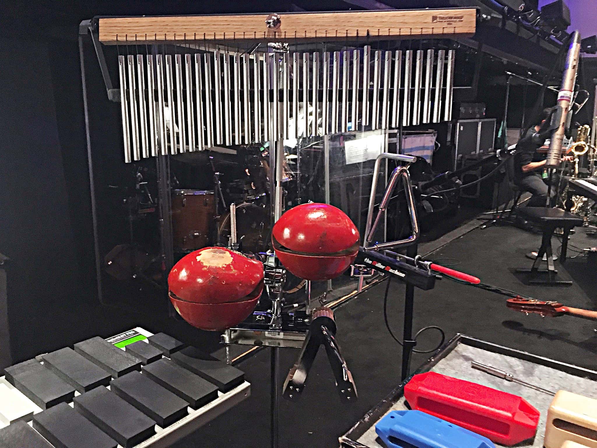 Laura Hamel's percussion setup for the National Tour of A Christmas Story at the McCallum Theatre in Palm Desert, California.