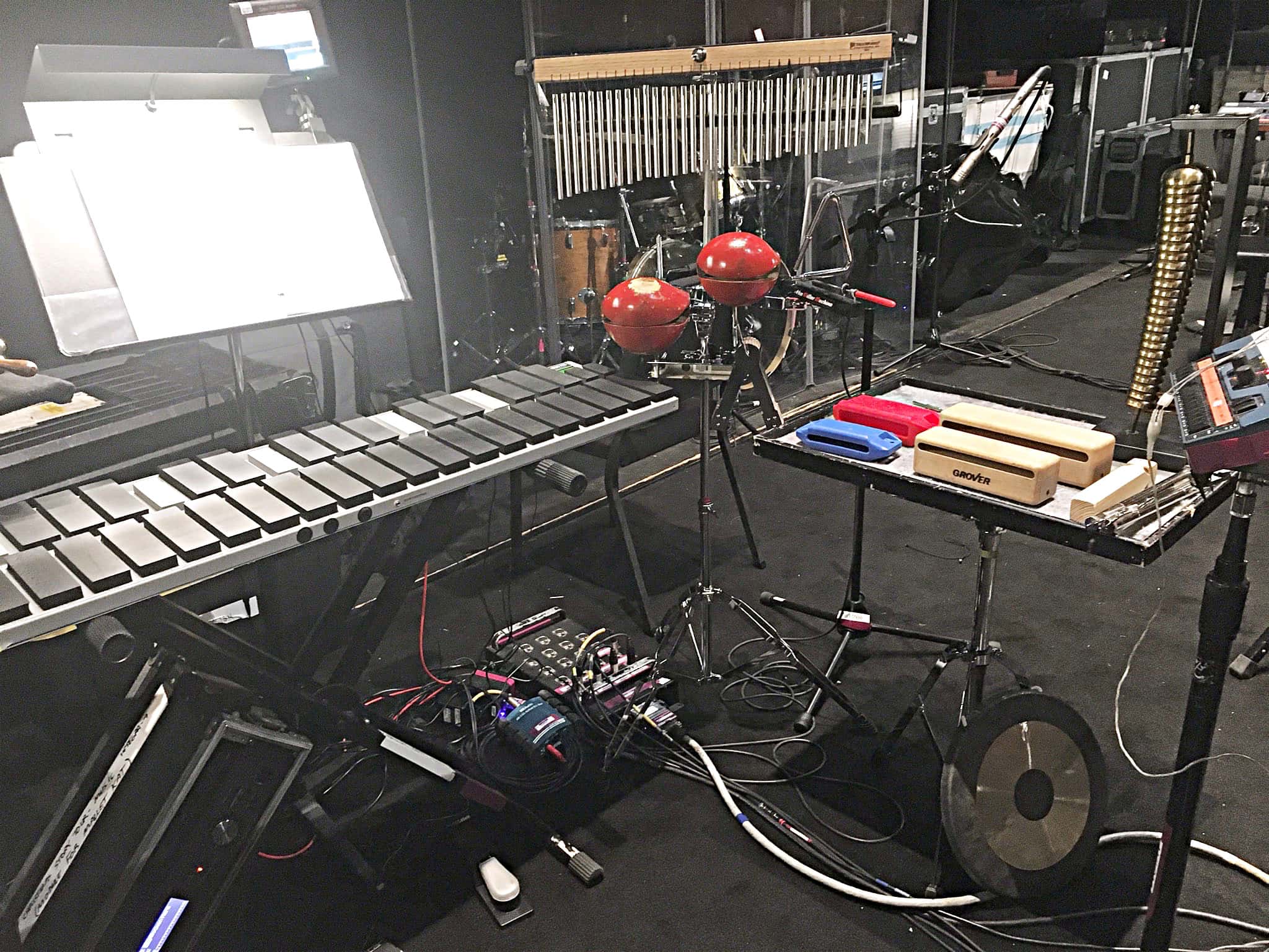 Laura Hamel's percussion setup for the National Tour of A Christmas Story at the McCallum Theatre in Palm Desert, California.