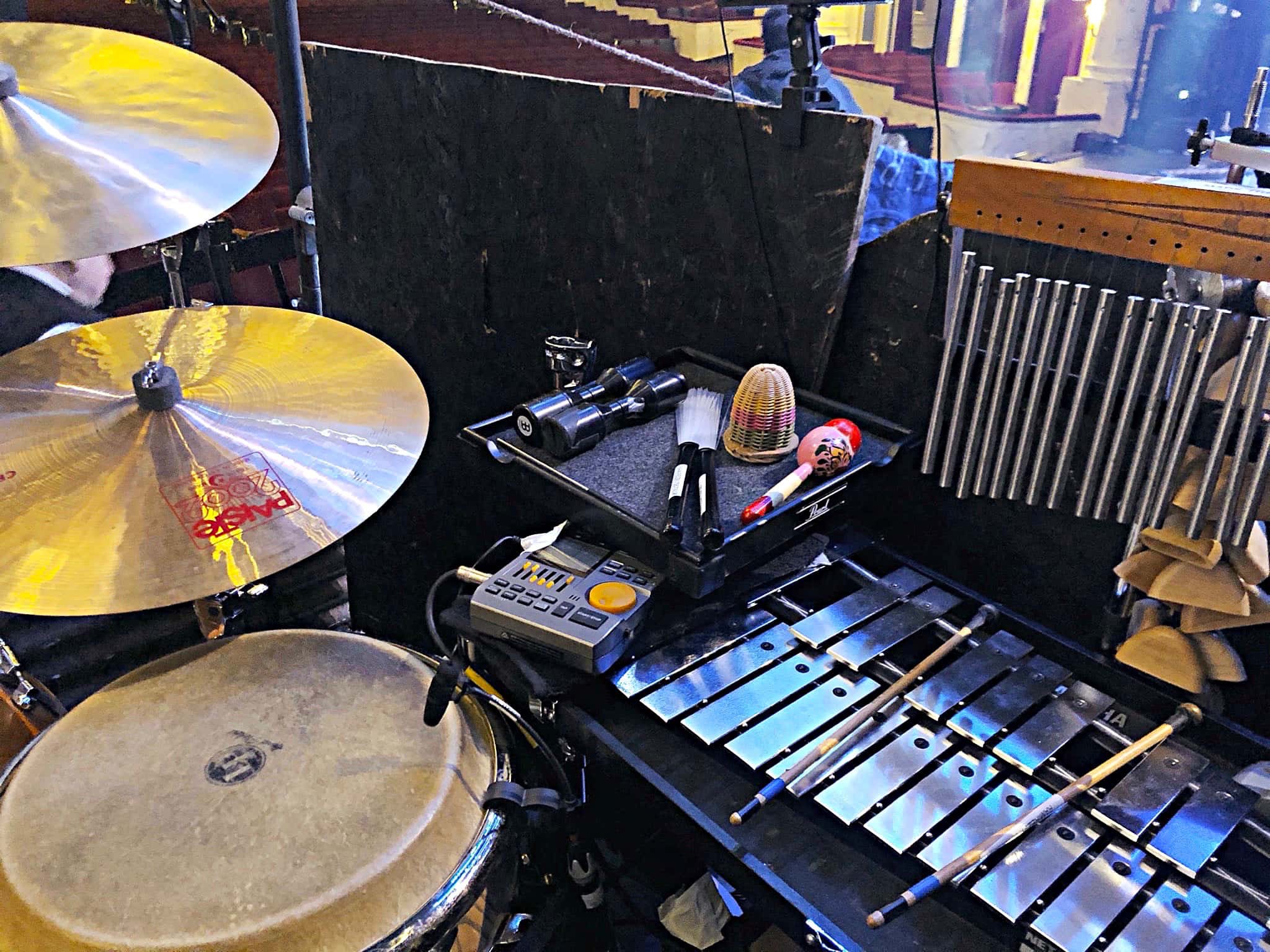 Mariana Ramirez's setup for the National Tour of Once On This Island at the Cadillac Palace Theatre in Chicago, Illinois.