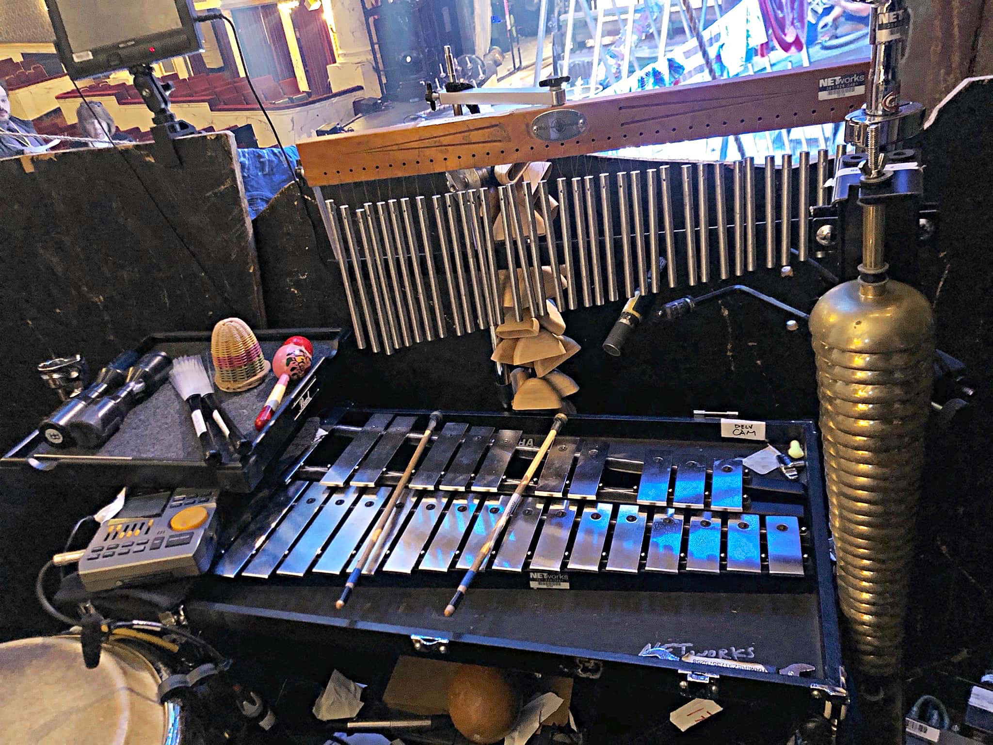 Mariana Ramirez's setup for the National Tour of Once On This Island at the Cadillac Palace Theatre in Chicago, Illinois.