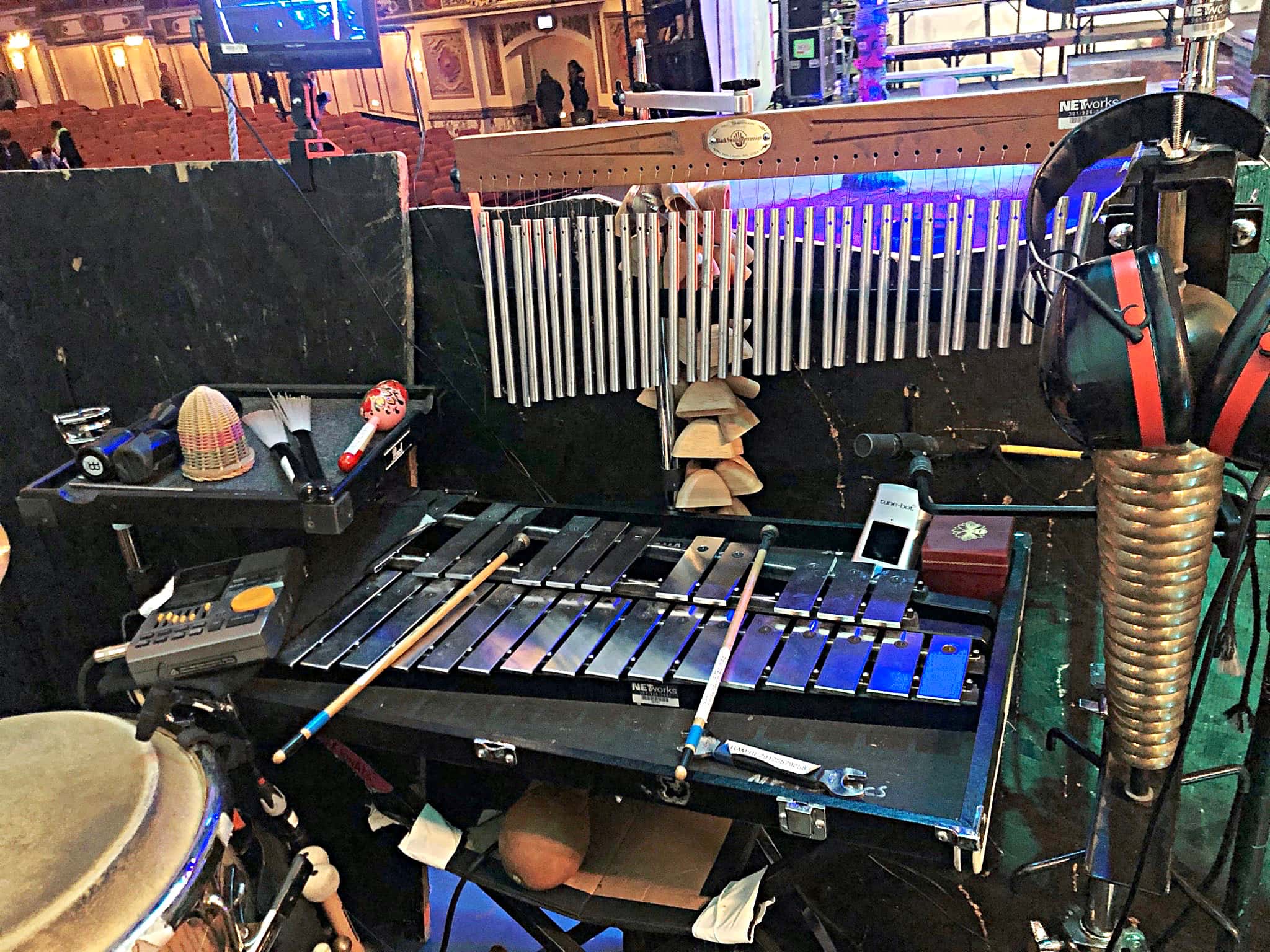 Mariana Ramirez's setup for the National Tour of Once On This Island at the Cadillac Palace Theatre in Chicago, Illinois.