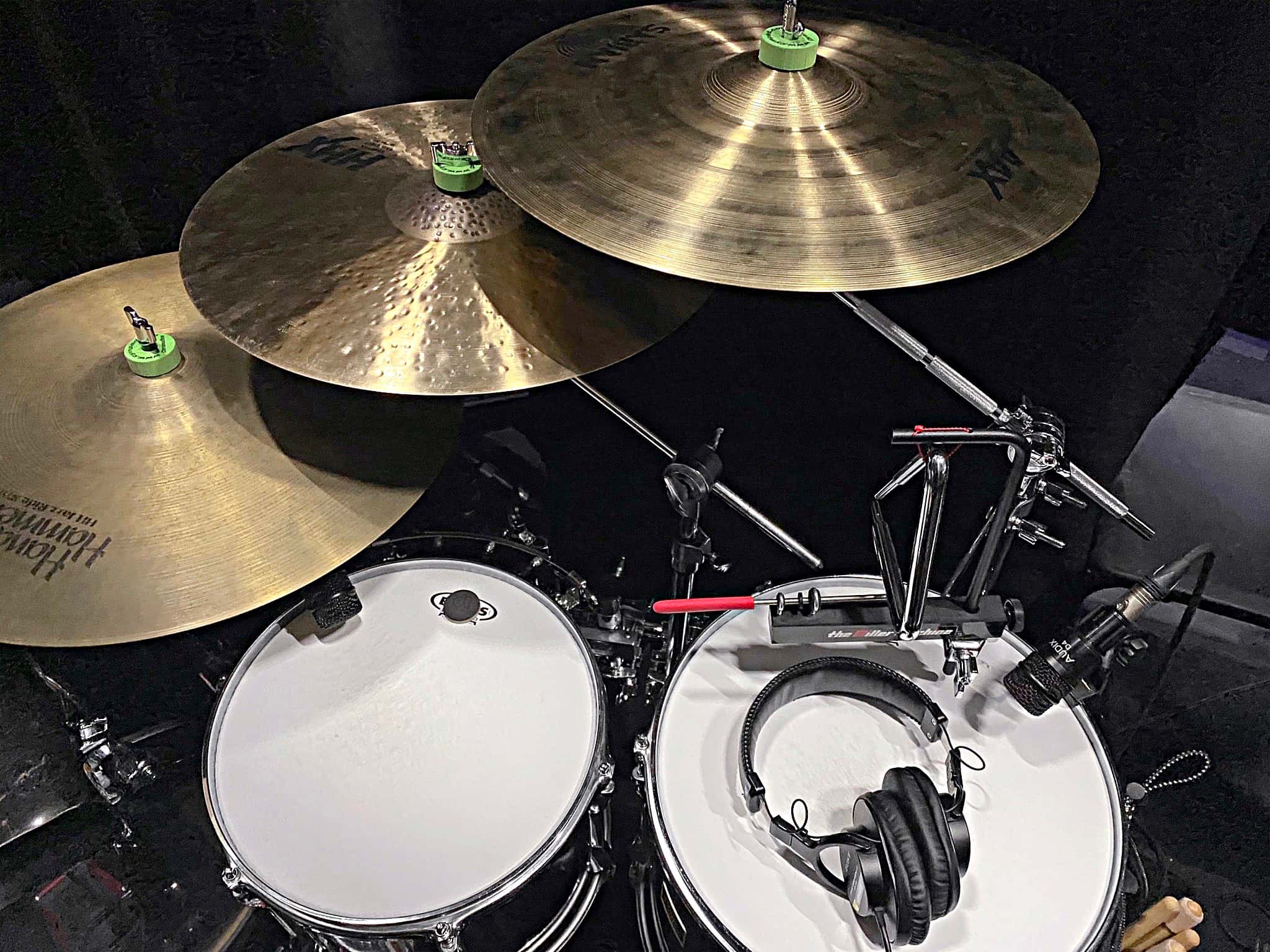 Jeremy Logan's drum set setup for Kiss Me Kate at the William R. Boone High School in Orlando, Florida.