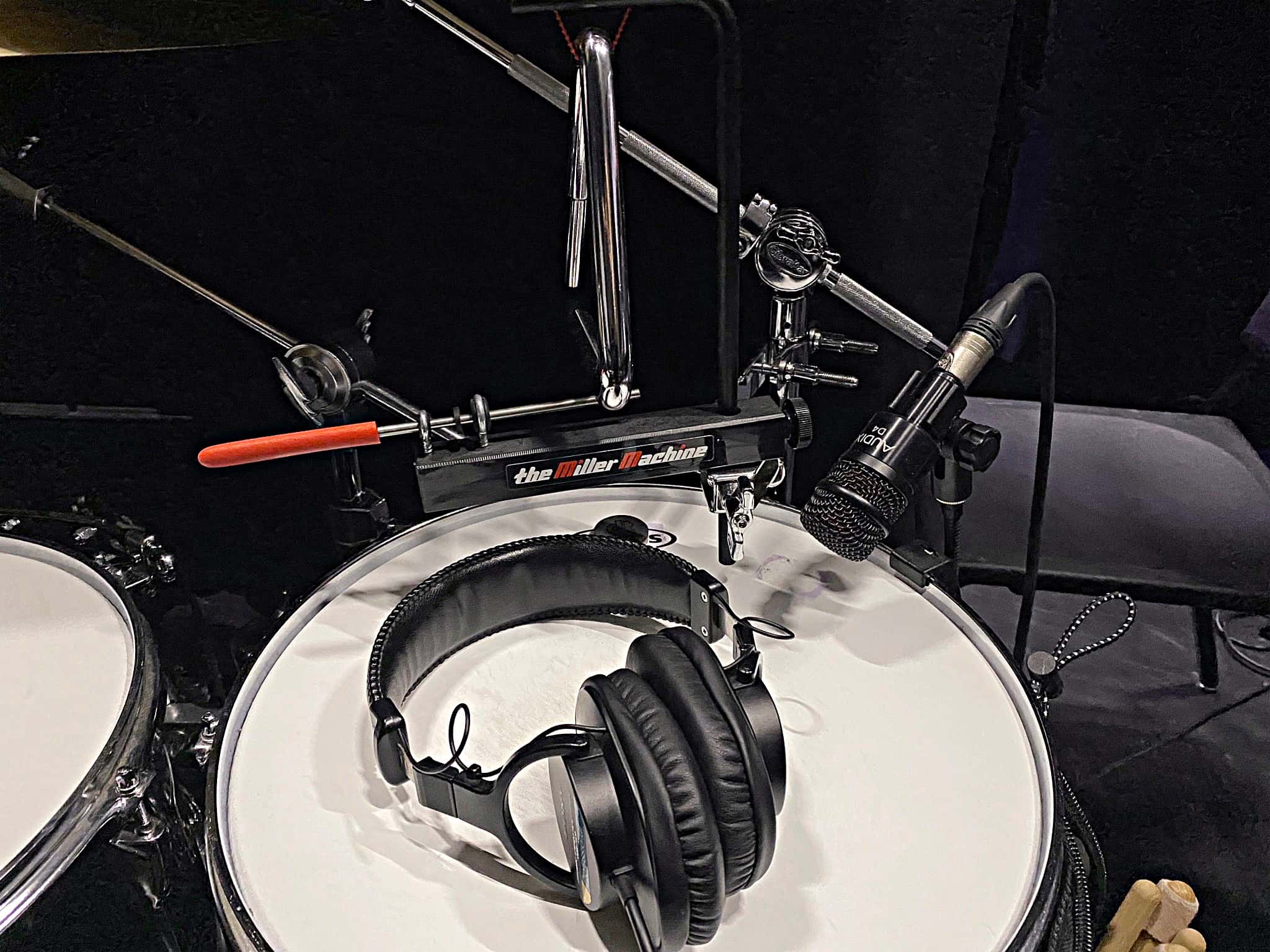 Jeremy Logan's drum set setup for Kiss Me Kate at the William R. Boone High School in Orlando, Florida.