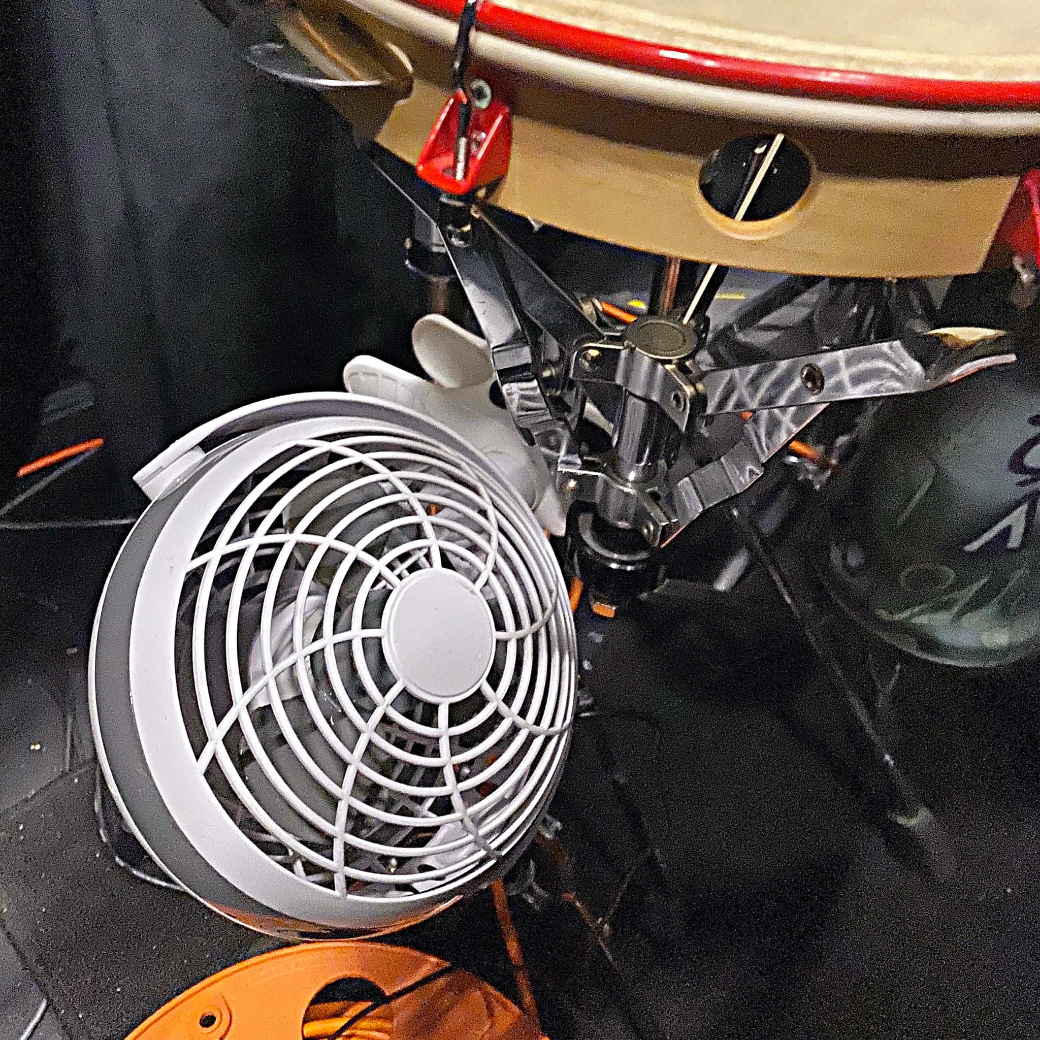 Jeremy Logan's drum set setup for Kiss Me Kate at the William R. Boone High School in Orlando, Florida.