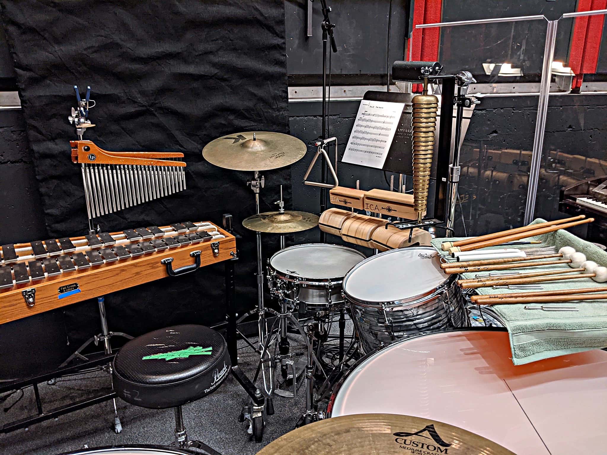 Austin Shoupe's setup for Cinderella: Enhanced Edition at the Corson Auditorium in Interlochen, Michigan.