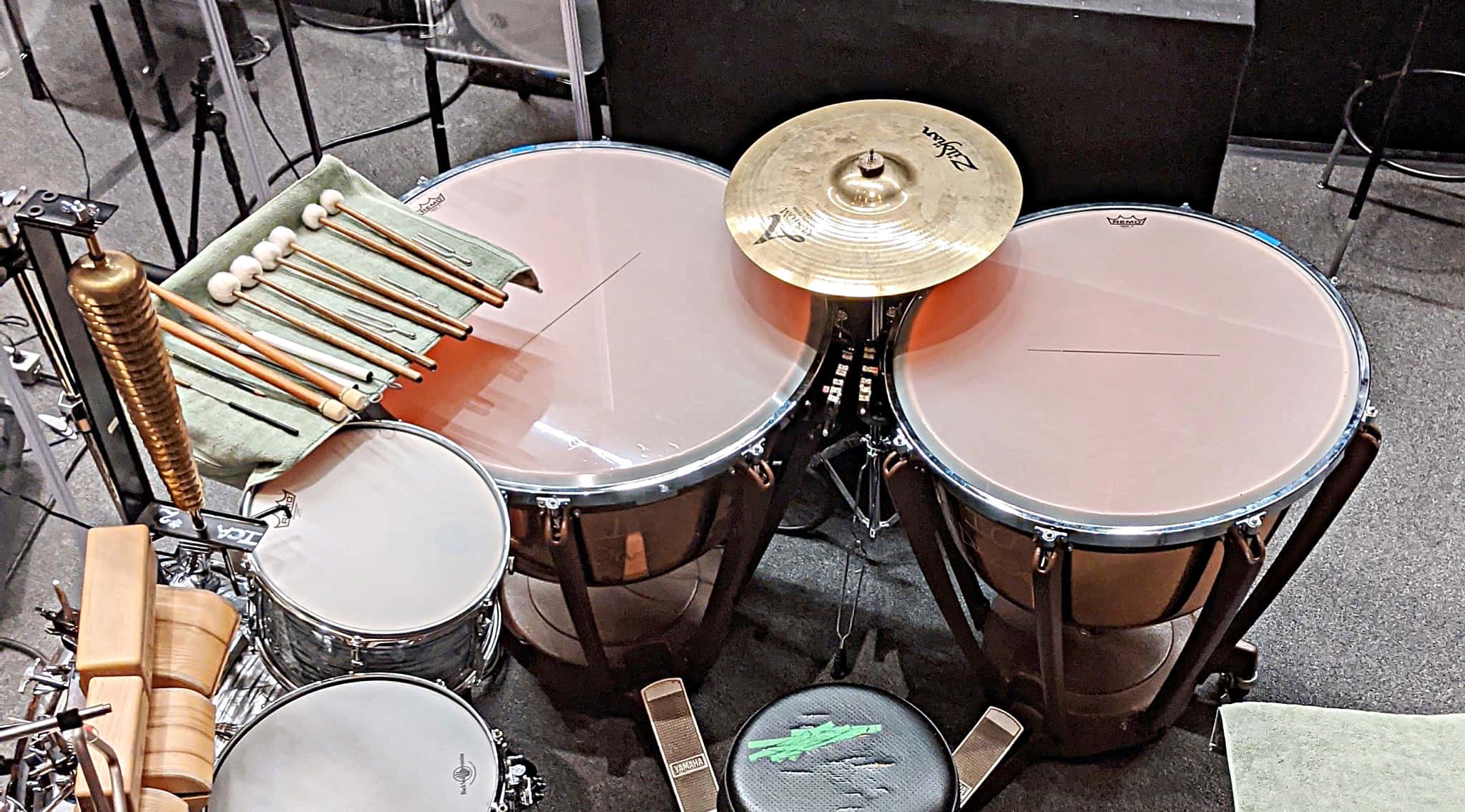 Austin Shoupe's setup for Cinderella: Enhanced Edition at the Corson Auditorium in Interlochen, Michigan.