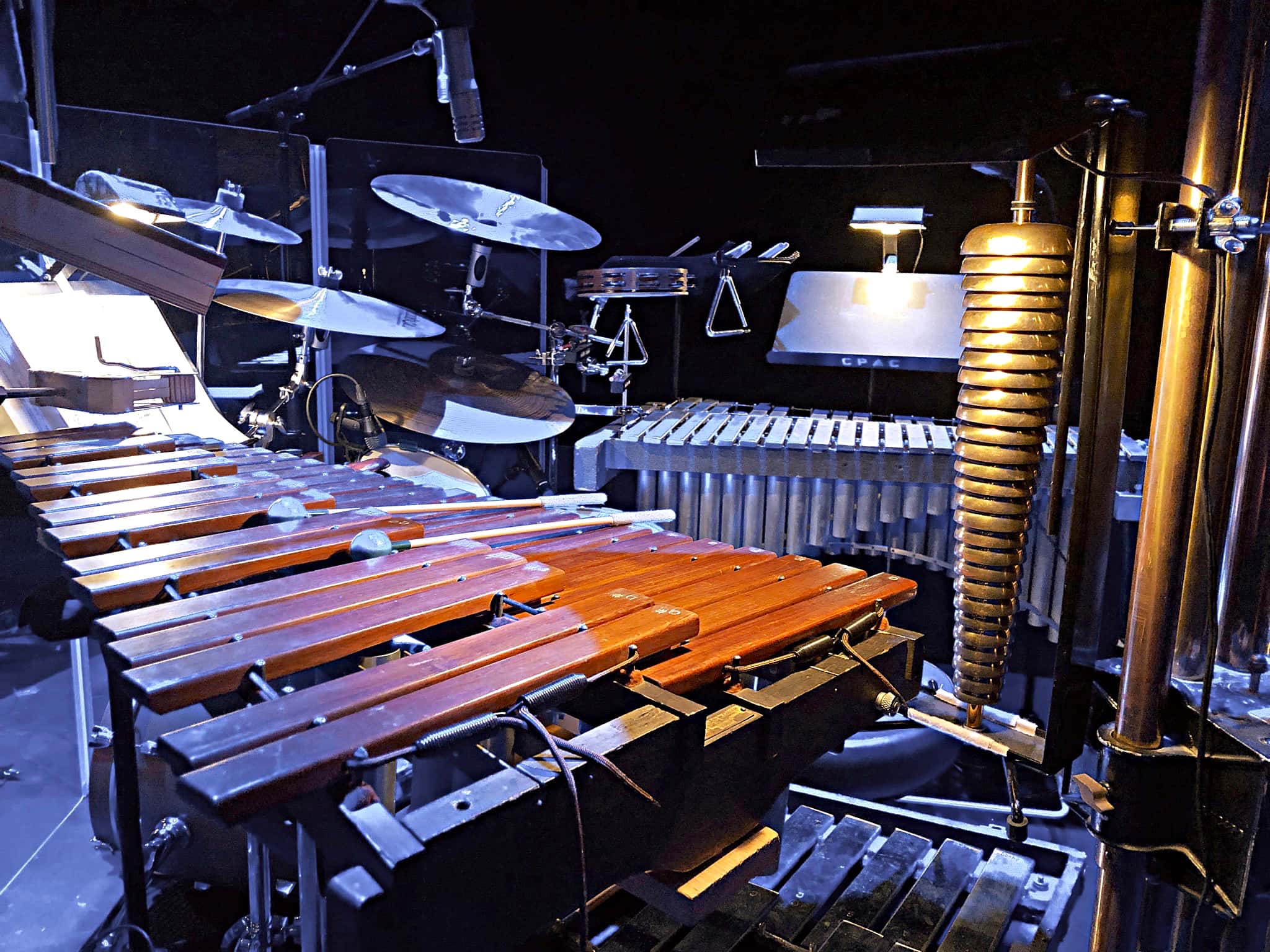 Matt Ordaz's setup for A Grand Night For Singing at the Richard and Karen Carpenter Center in Long Beach, California.