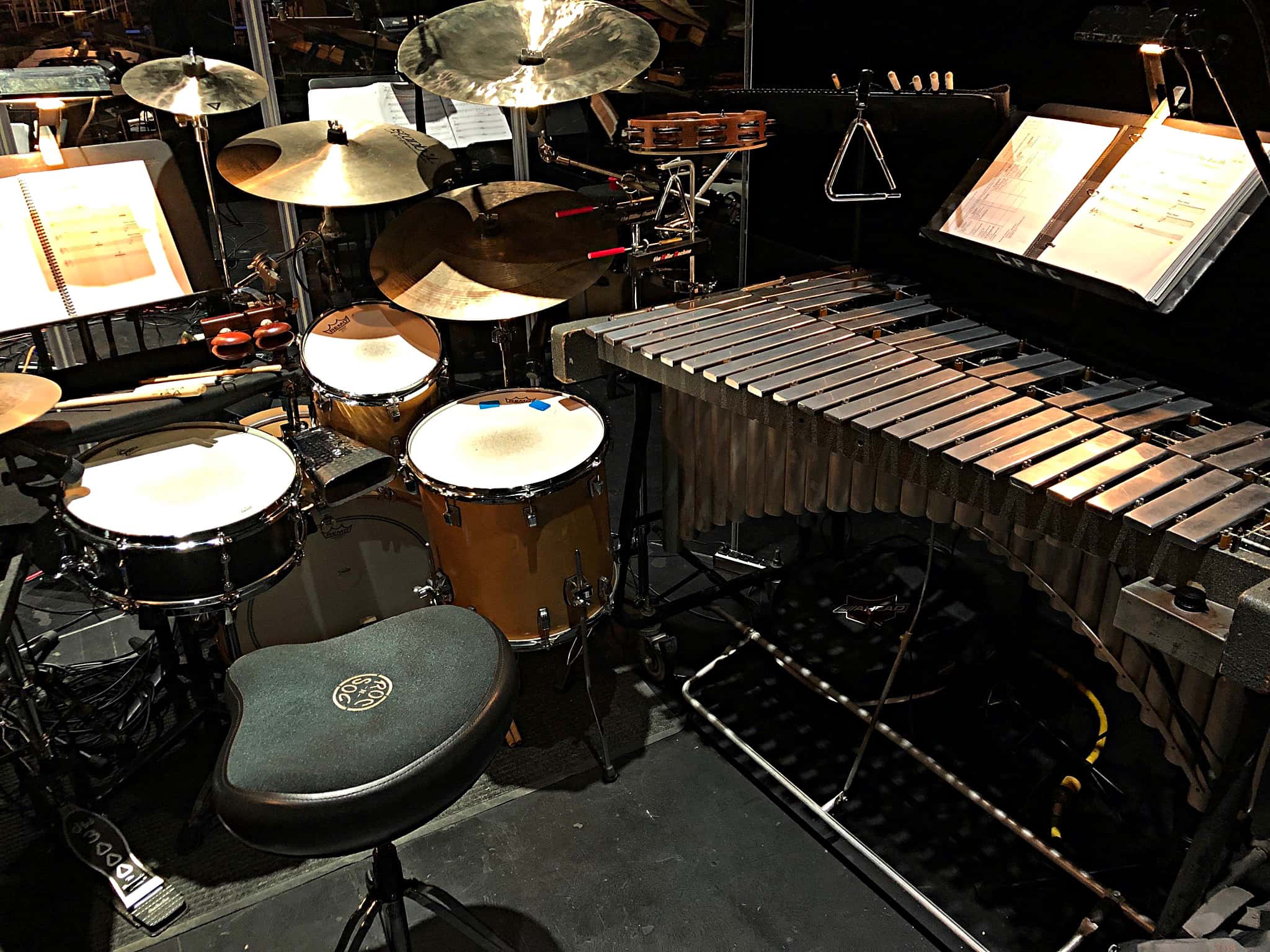 Matt Ordaz's setup for A Grand Night For Singing at the Richard and Karen Carpenter Center in Long Beach, California.