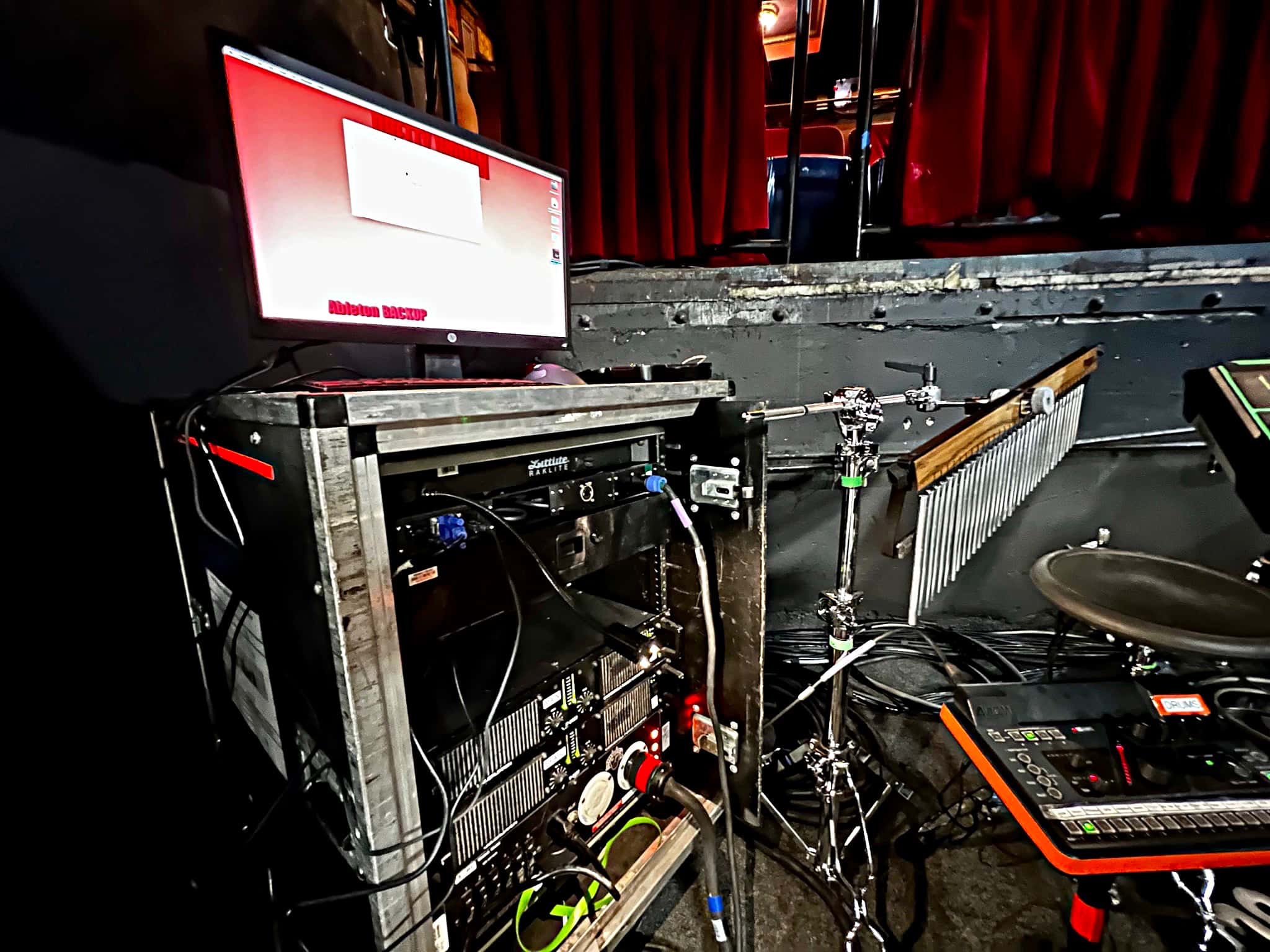 Kevin McNaughton's setup for the National Tour of Pretty Woman at the Old National Centre (formerly the Murat Theatre) in Indianapolis, Indiana.