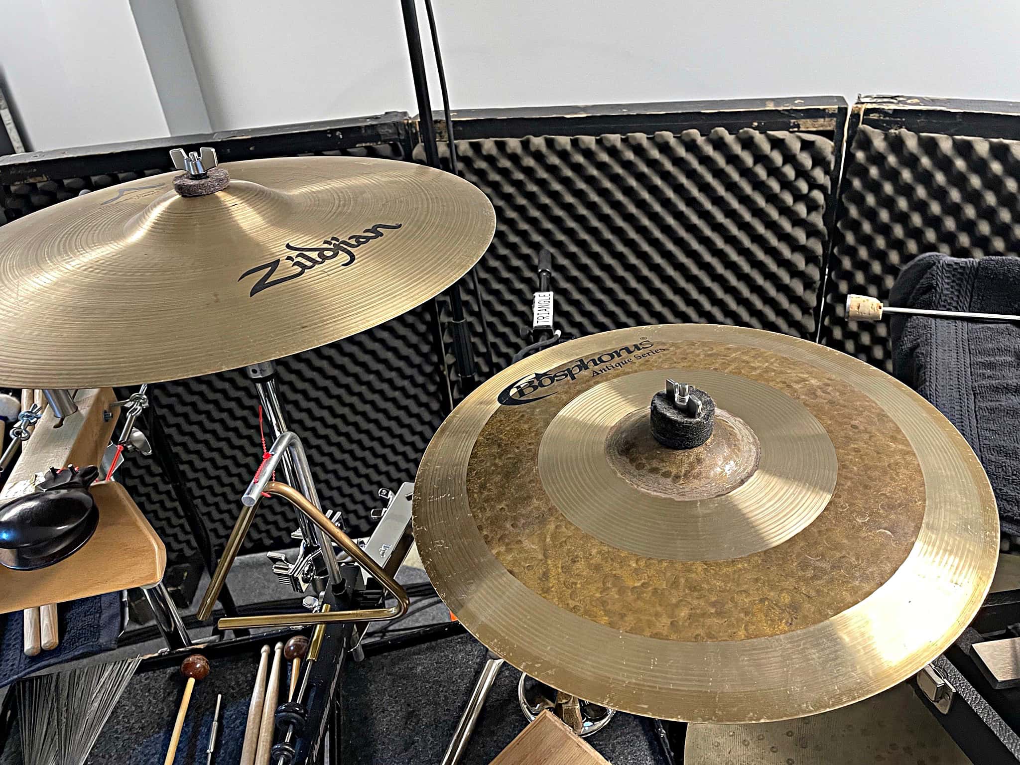 Laura Hamel's drum and percussion setup from the National Tour of My Fair Lady.