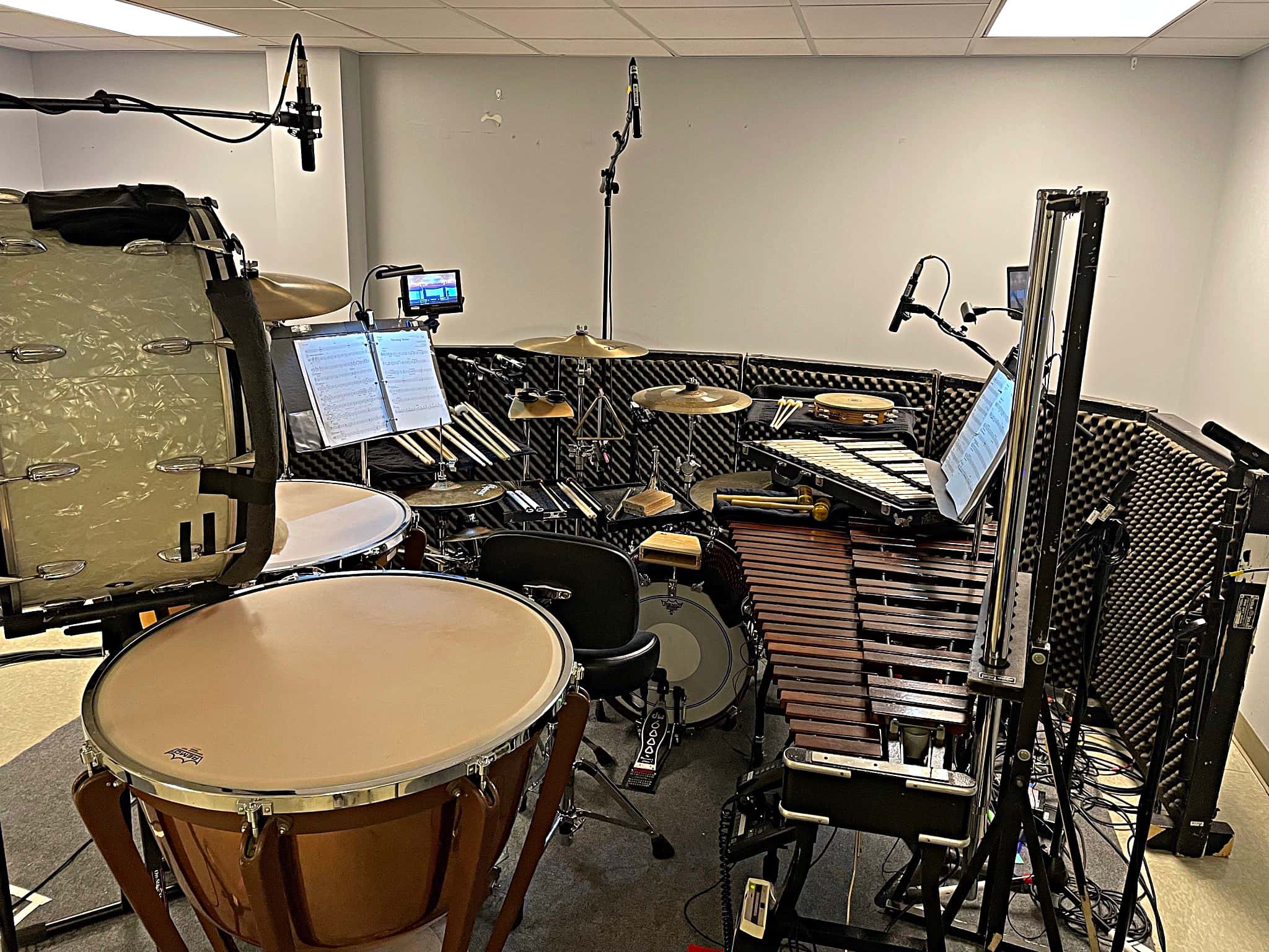 Laura Hamel's drum and percussion setup from the National Tour of My Fair Lady.