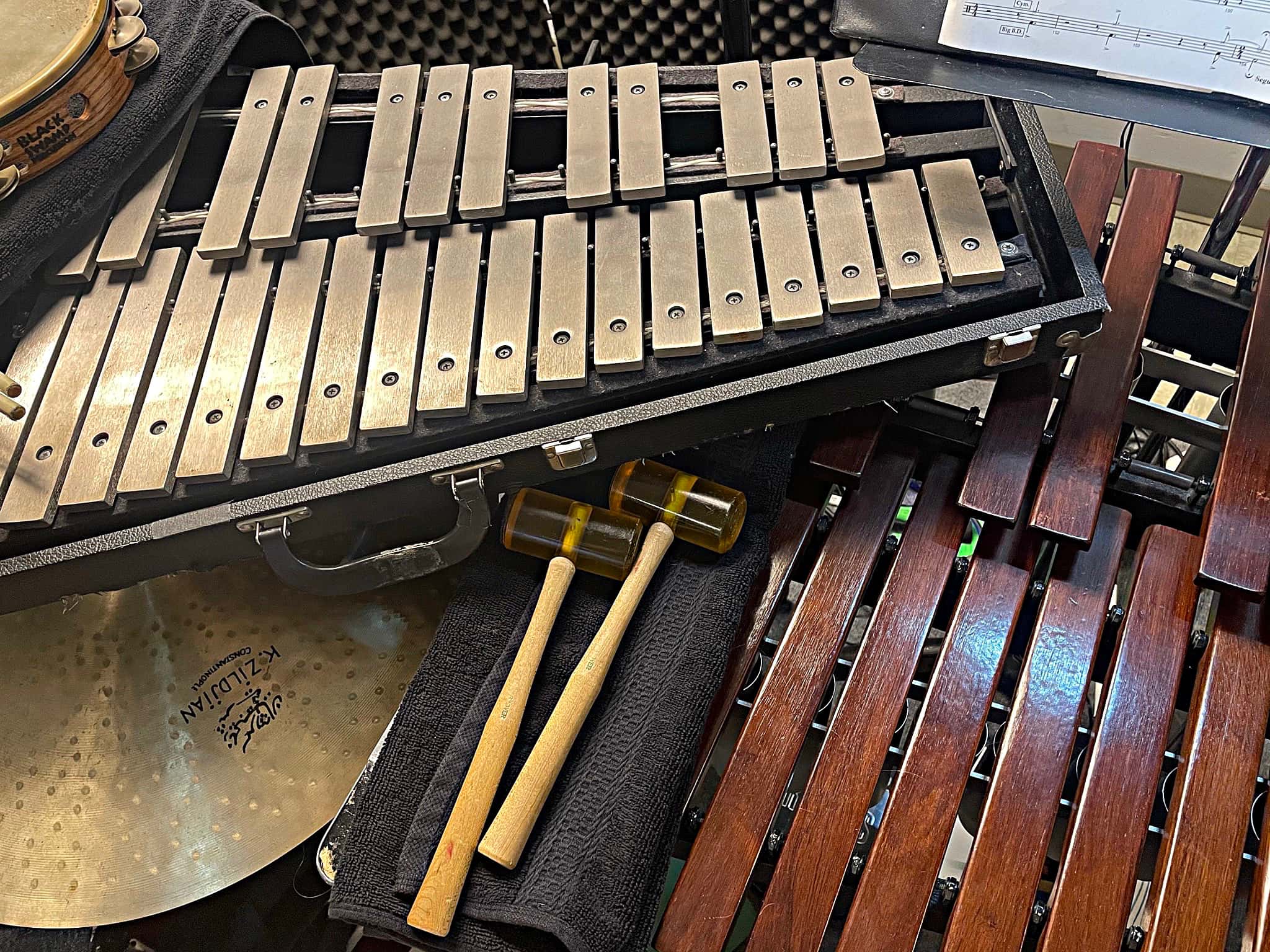 Laura Hamel's drum and percussion setup from the National Tour of My Fair Lady.