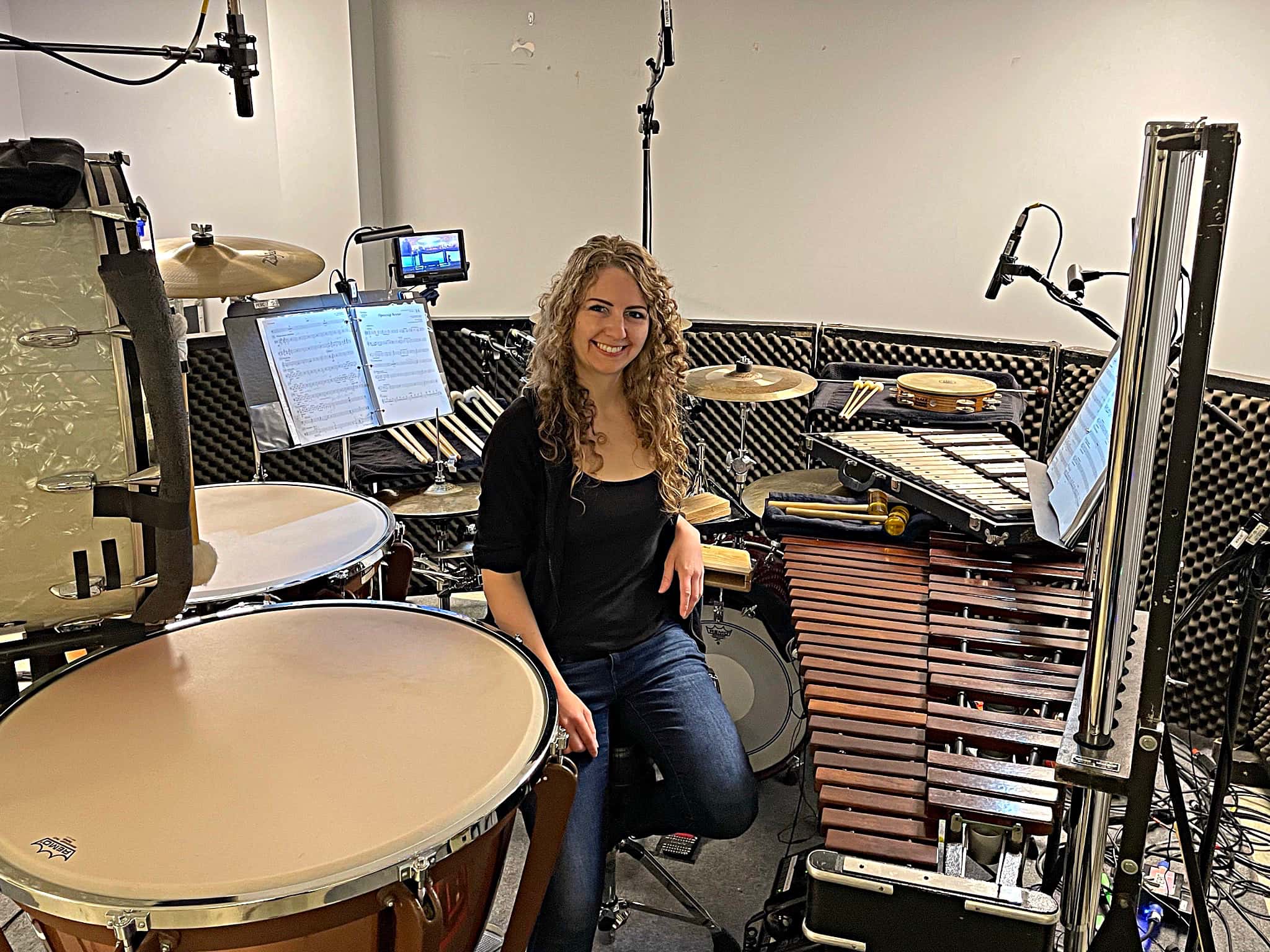 Laura Hamel's drum and percussion setup from the National Tour of My Fair Lady.