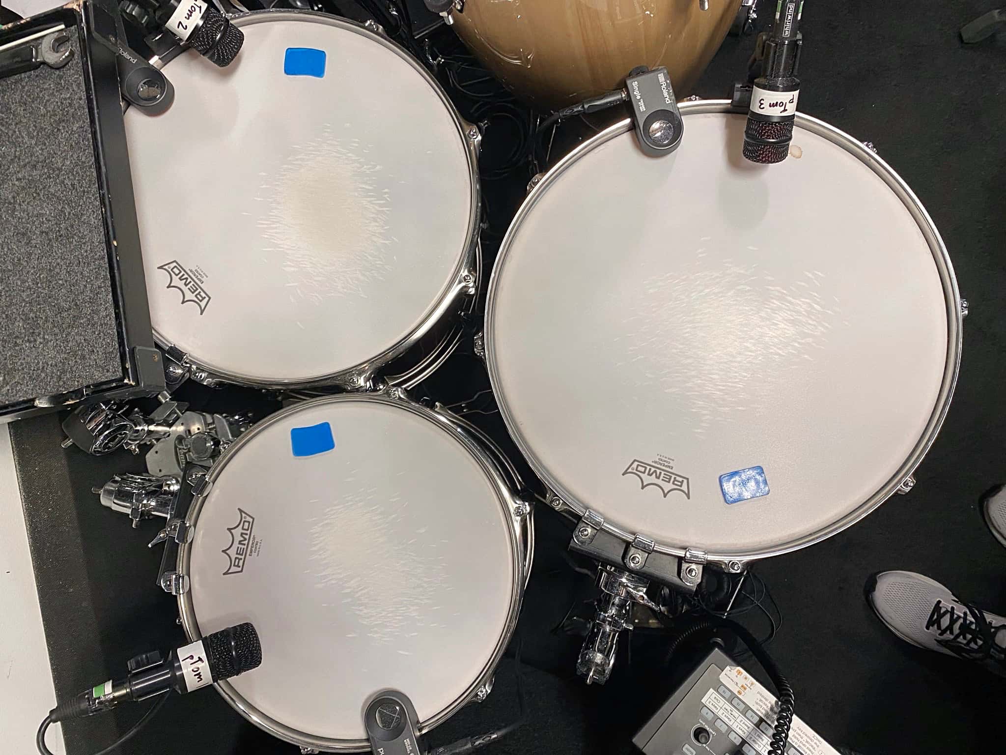 Dave Roth's percussion setup for the Broadway production of Back to the Future at the Winter Garden Theater in New York City.