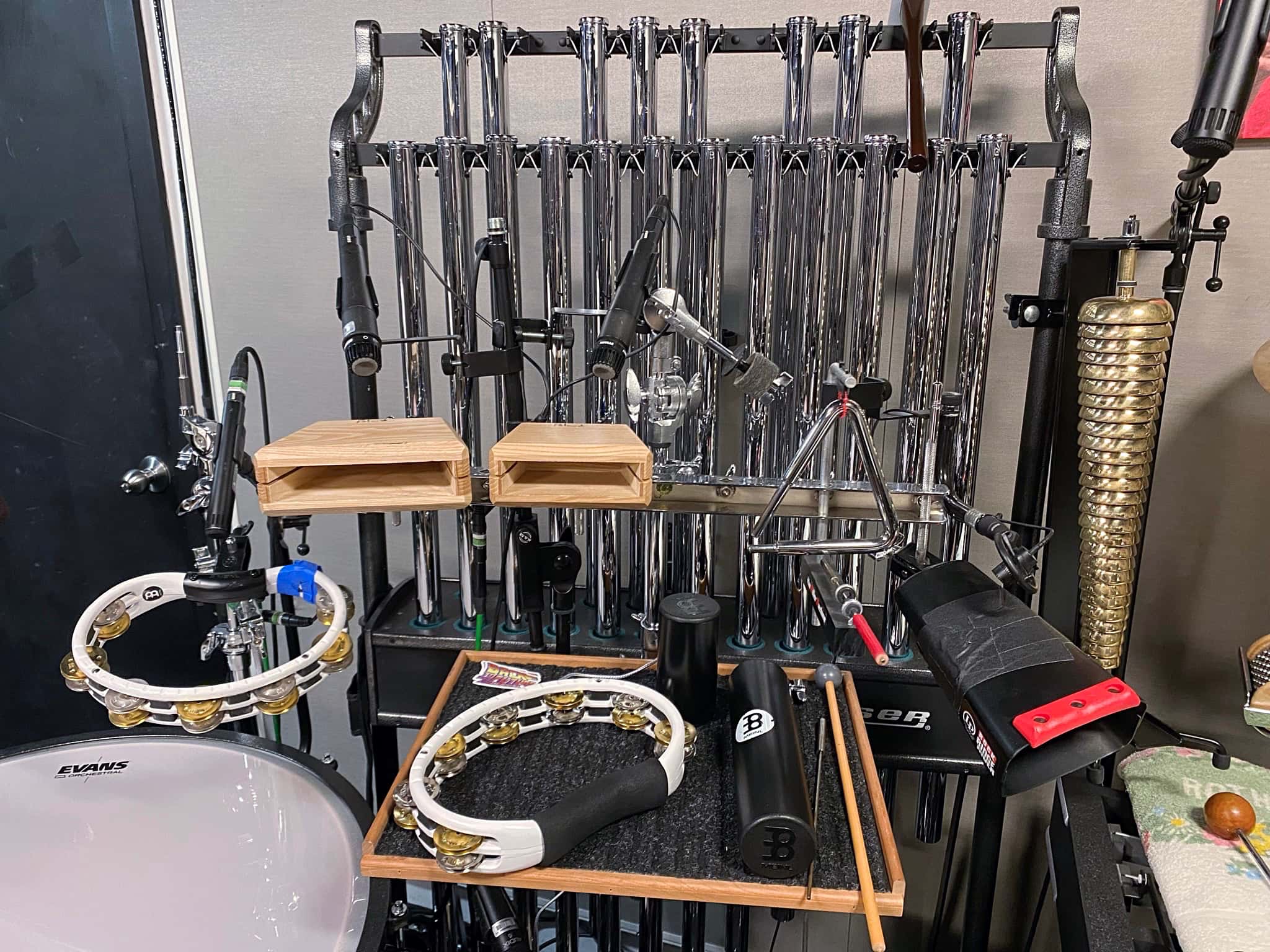 Dave Roth's percussion setup for the Broadway production of Back to the Future at the Winter Garden Theater in New York City.