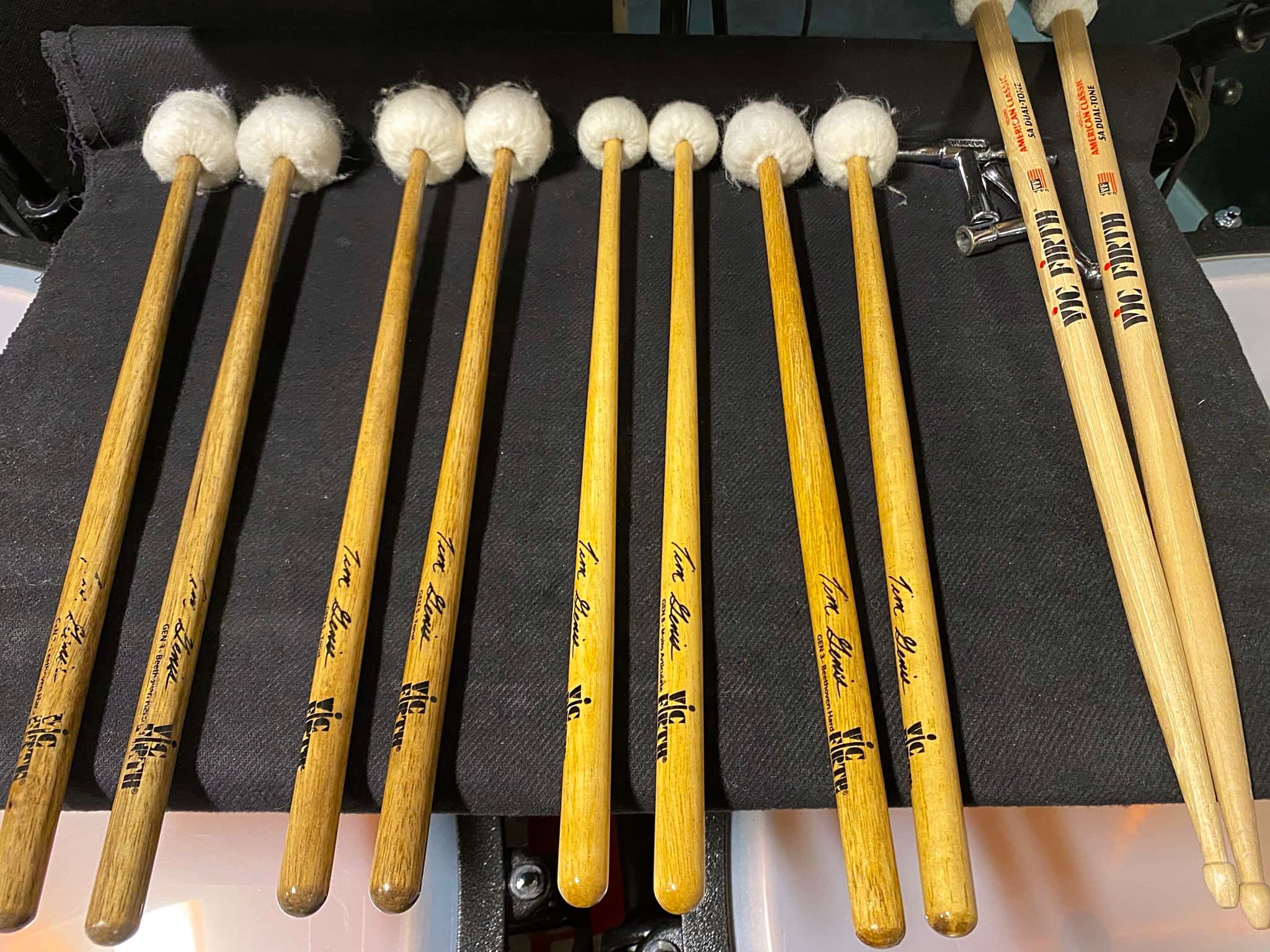 Dave Roth's percussion setup for the Broadway production of Back to the Future at the Winter Garden Theater in New York City.