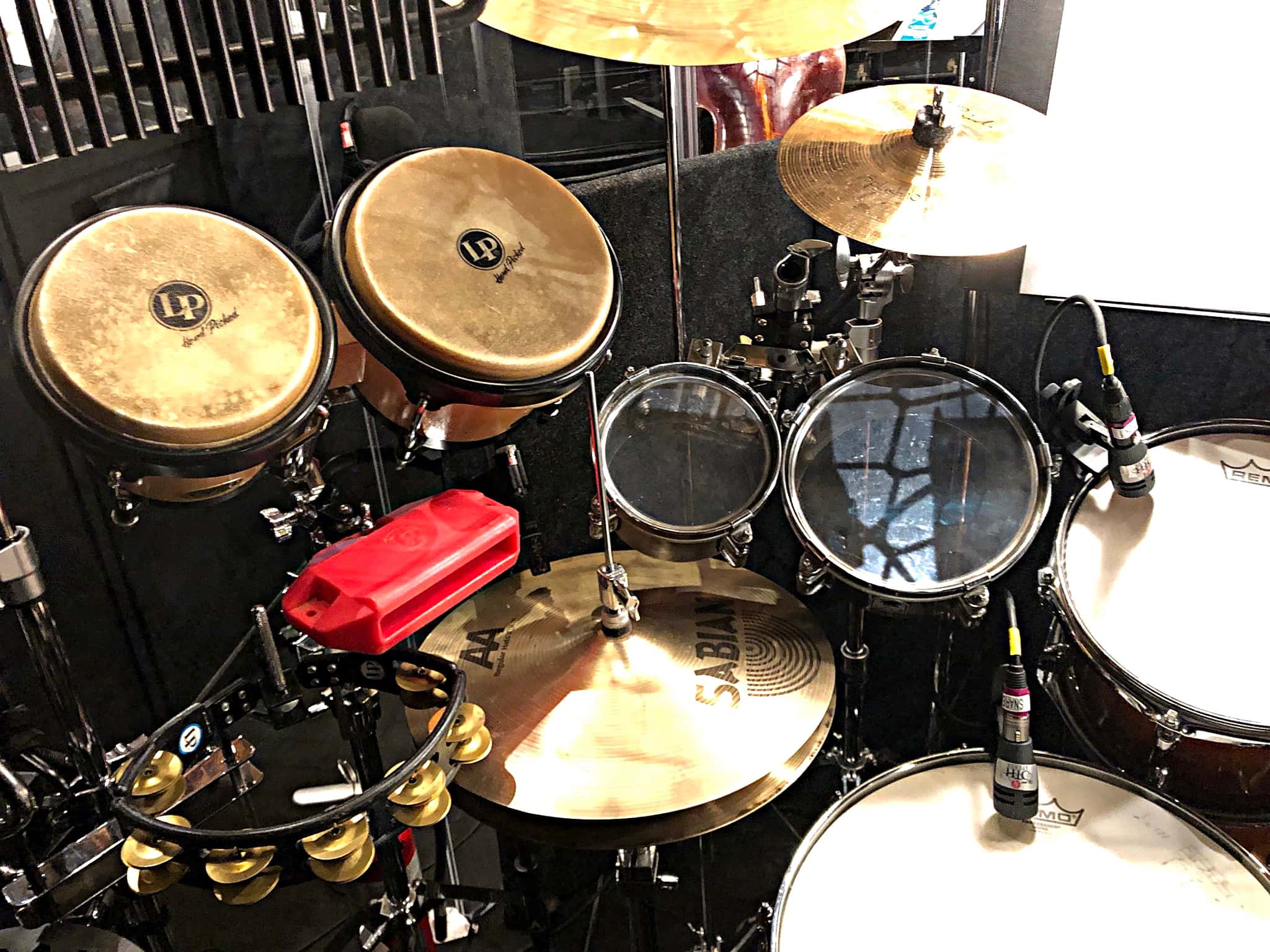 Alec Wilmart's drum set setup for The Little Mermaid at the 5th Avenue Theatre in Seattle, Washington.