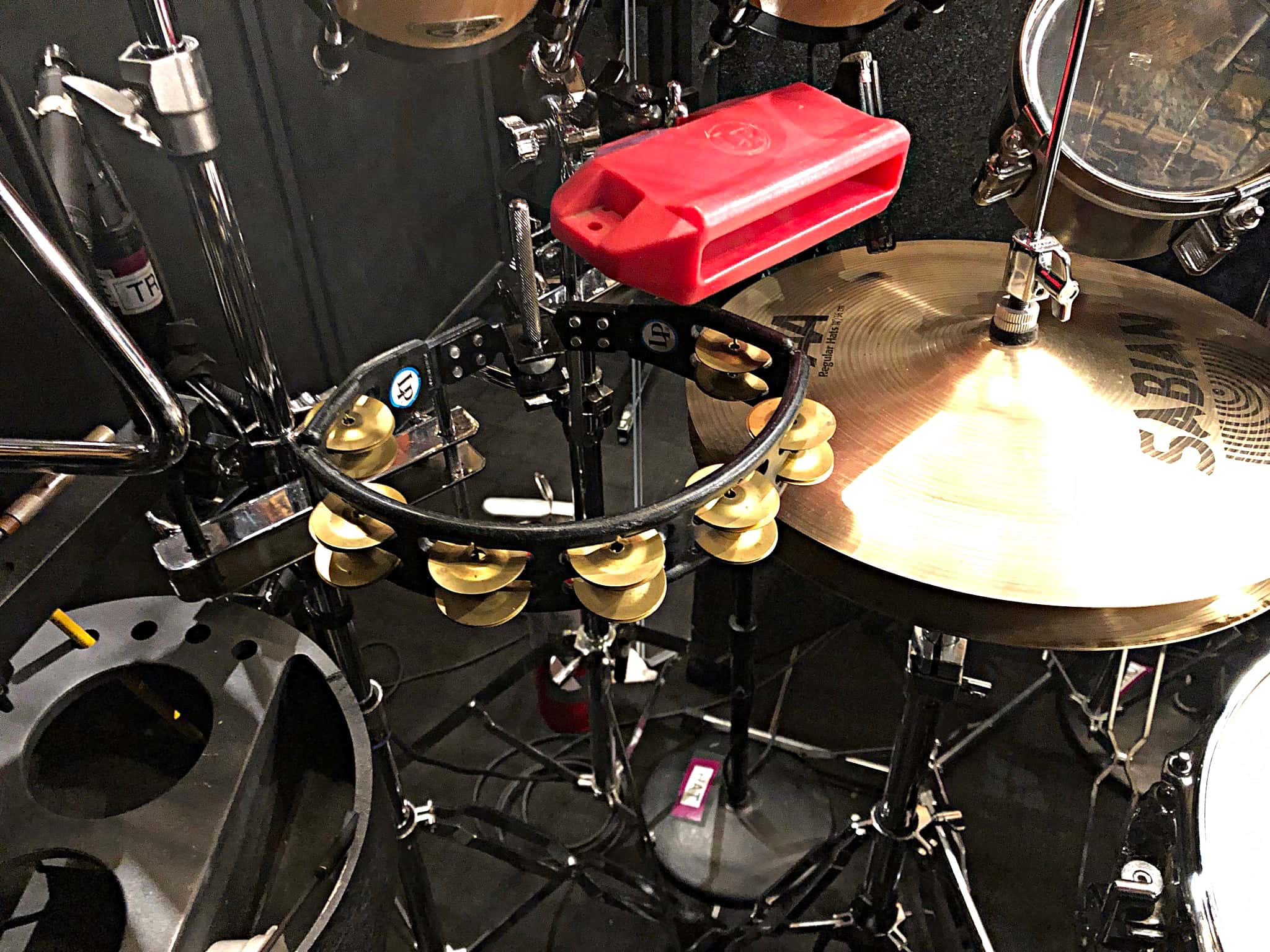 Alec Wilmart's drum set setup for The Little Mermaid at the 5th Avenue Theatre in Seattle, Washington.