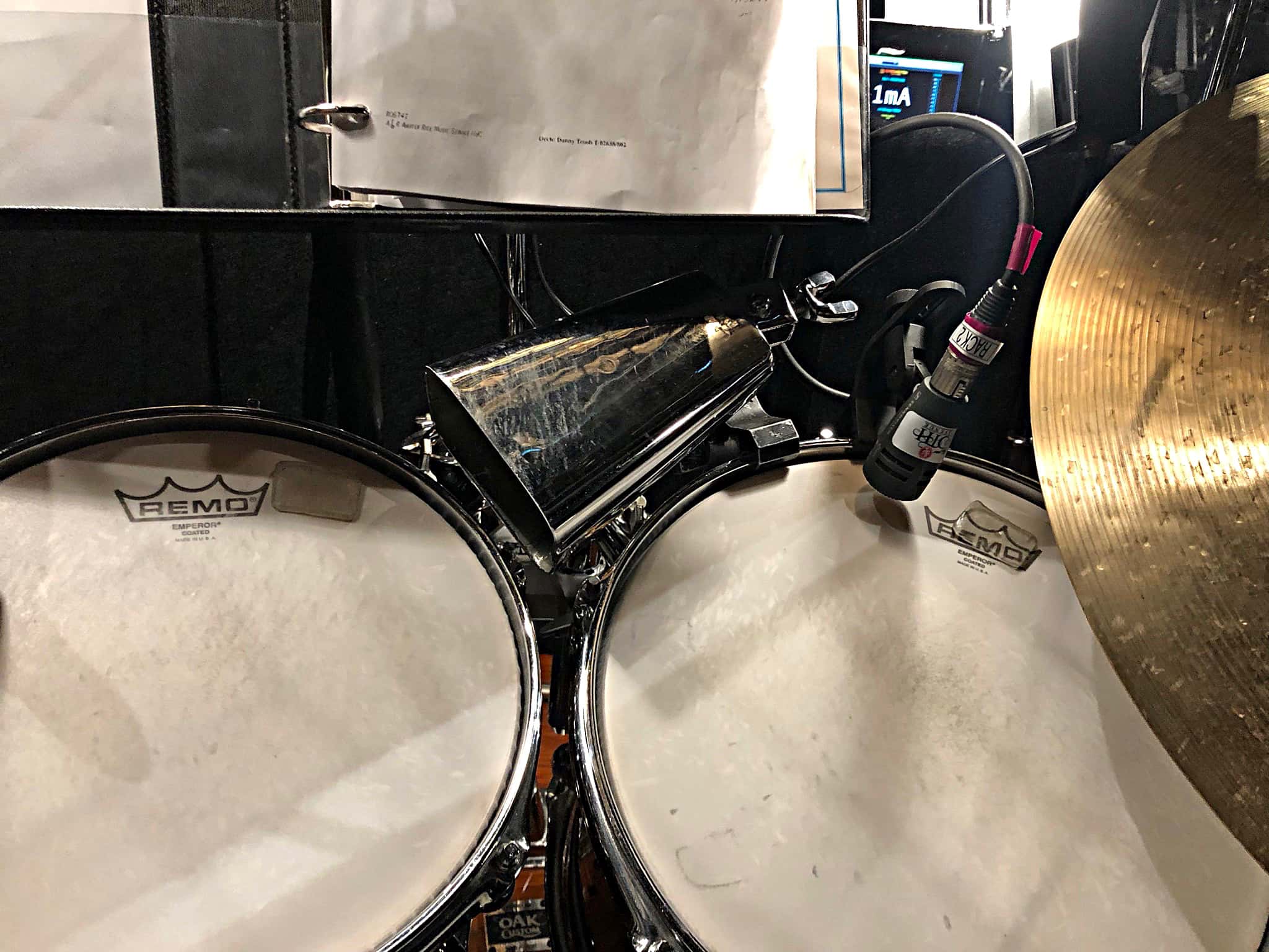 Alec Wilmart's drum set setup for The Little Mermaid at the 5th Avenue Theatre in Seattle, Washington.
