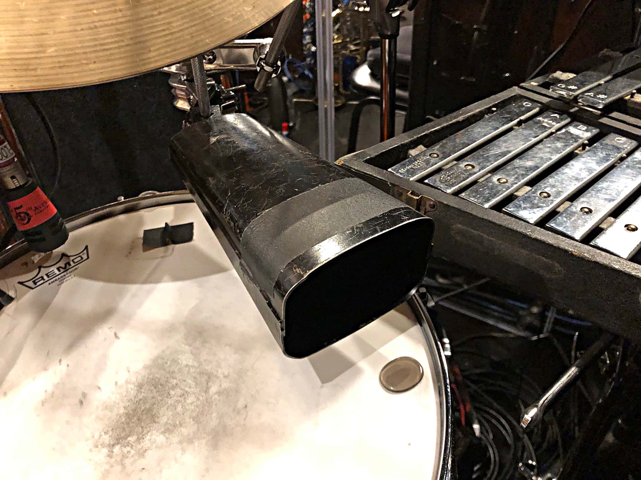 Alec Wilmart's drum set setup for The Little Mermaid at the 5th Avenue Theatre in Seattle, Washington.