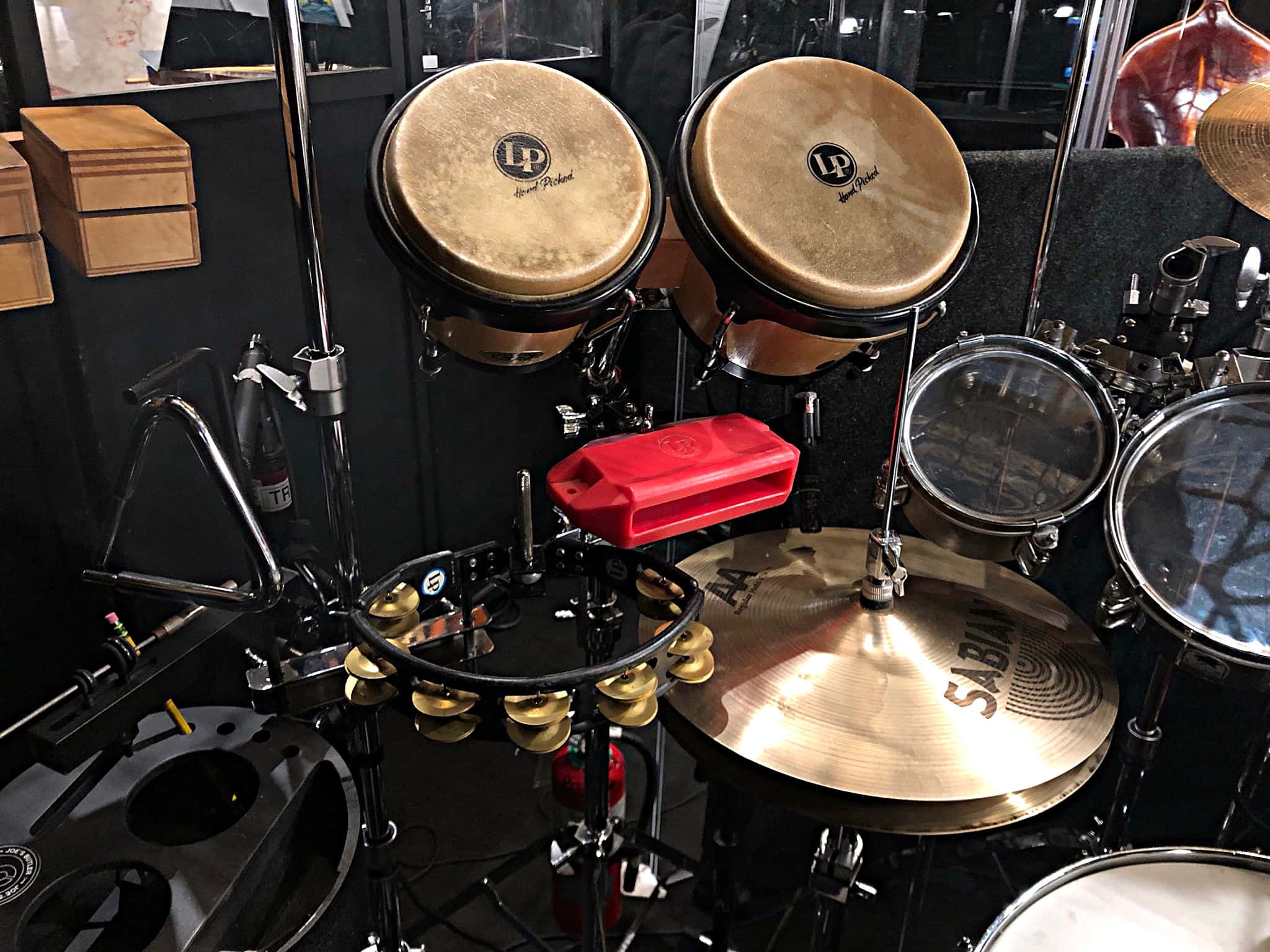 Alec Wilmart's drum set setup for The Little Mermaid at the 5th Avenue Theatre in Seattle, Washington.