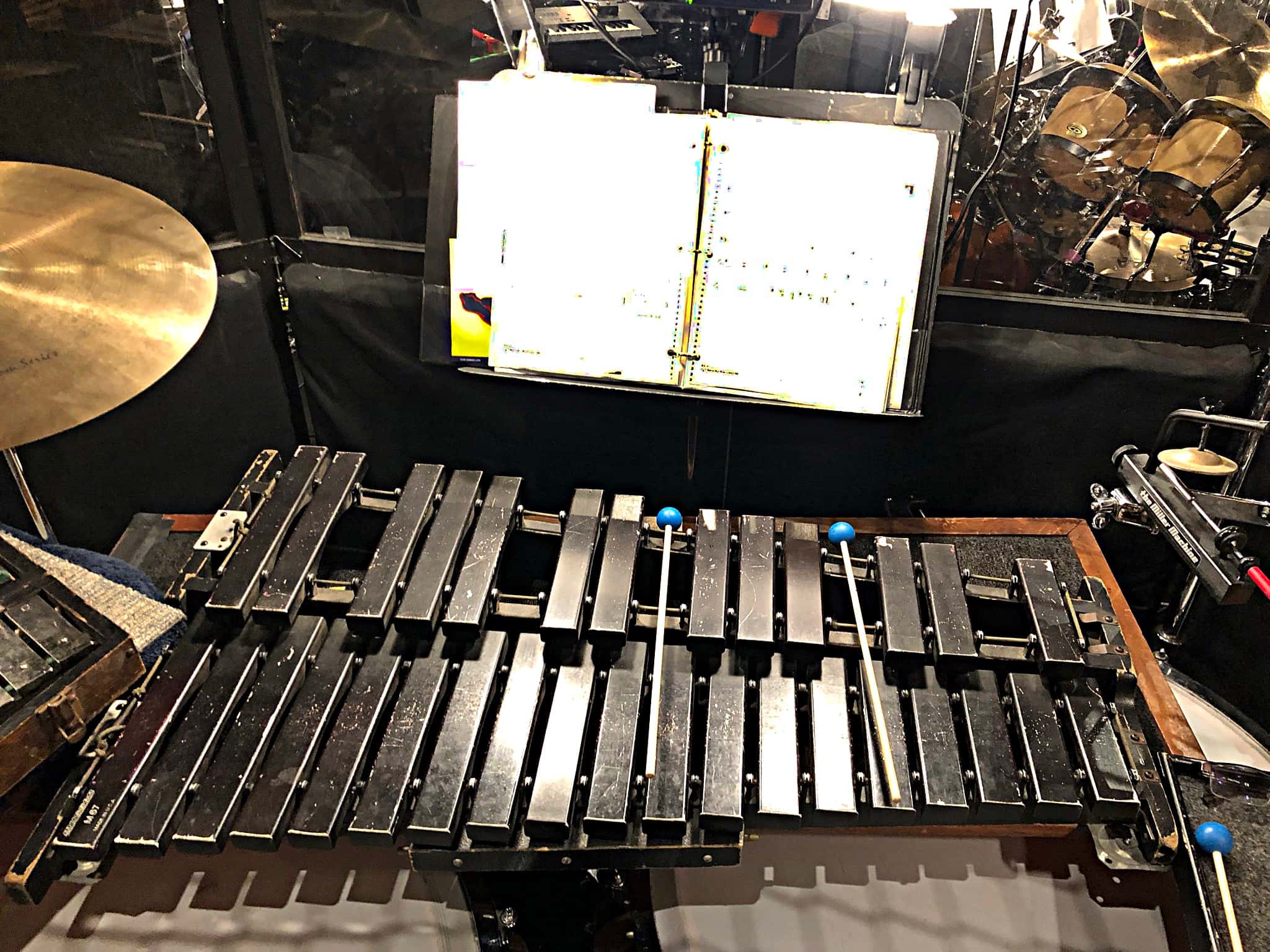 Brian Kirk's percussion setup for The Little Mermaid at the 5th Avenue Theatre in Seattle, Washington.