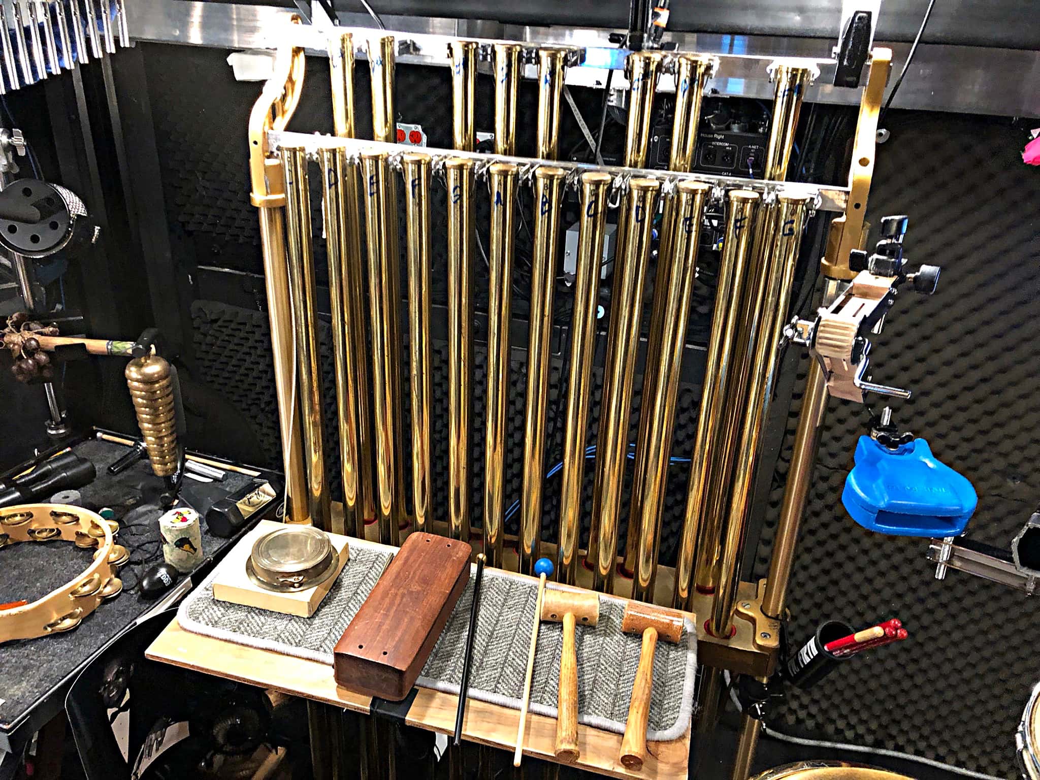 Brian Kirk's percussion setup for The Little Mermaid at the 5th Avenue Theatre in Seattle, Washington.